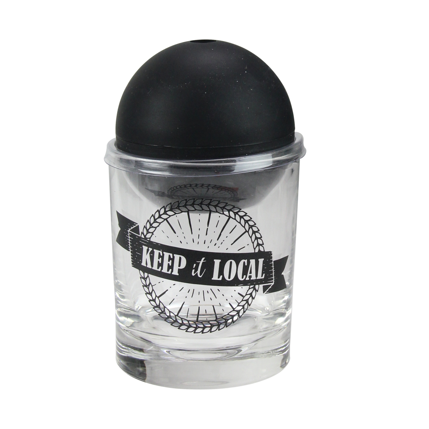 Keep It Local Glass Tumbler with Black Sphere Ice Mold - 10oz
