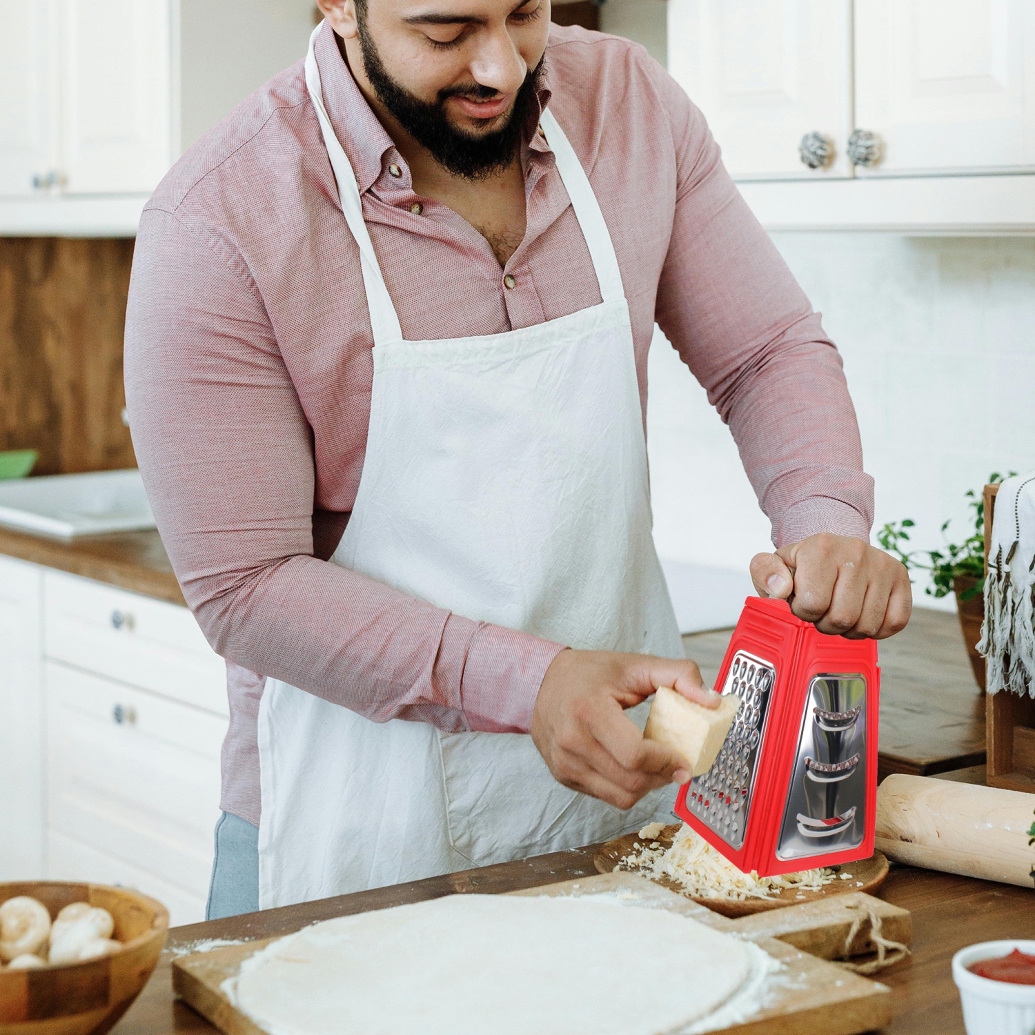 8.25" Red Collapsible Box Kitchen Grater