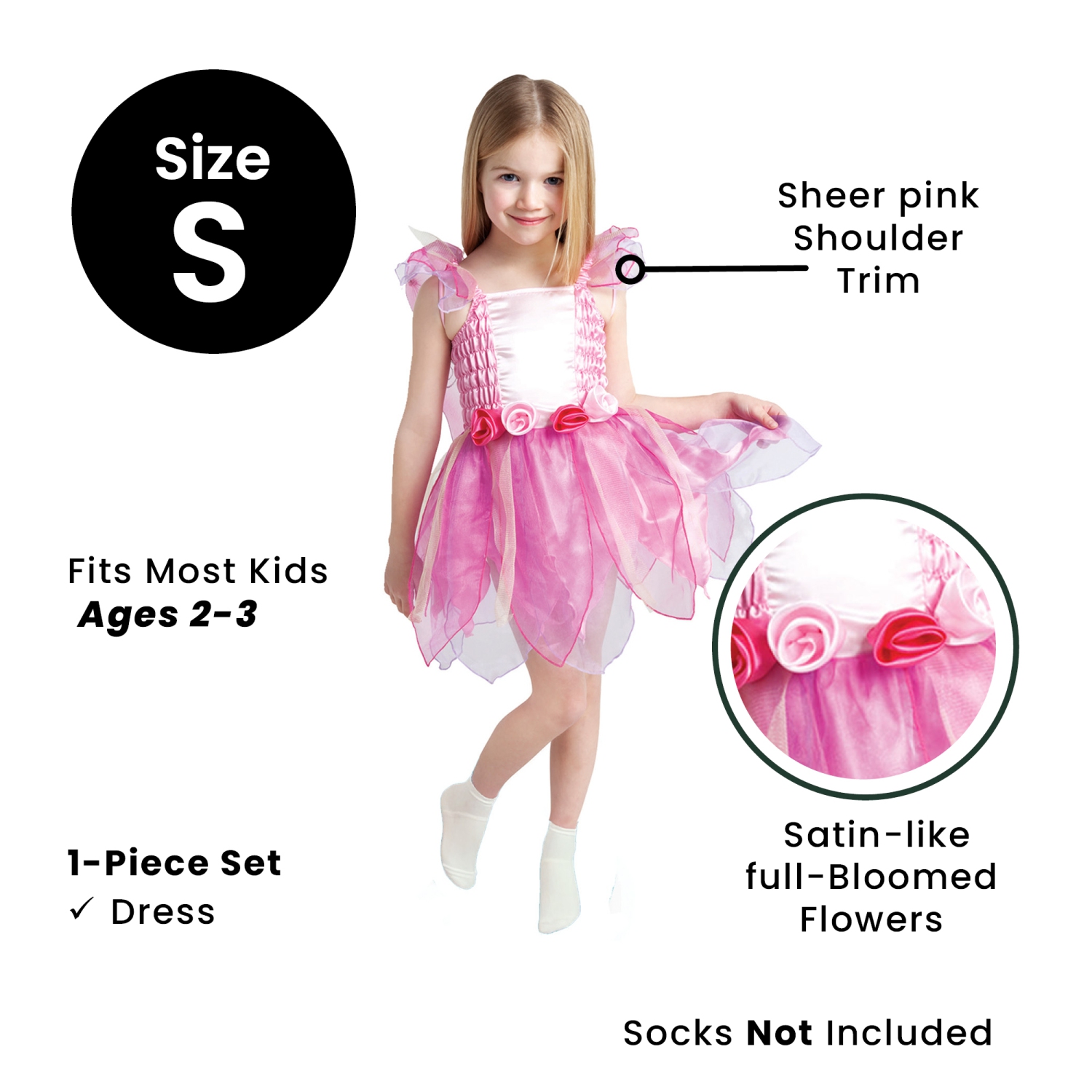 Pink and White Princess Fairy Girl Toddler Halloween Costume - Small