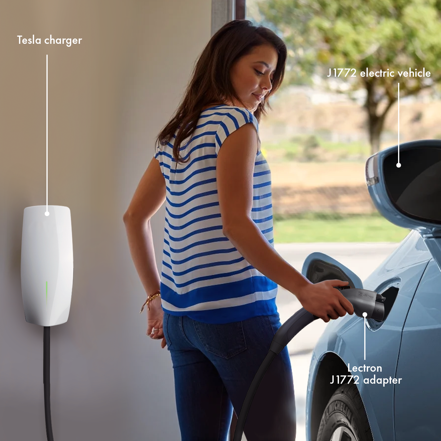 Adaptateur Tesla à J1772Charging de Lectron - Noir