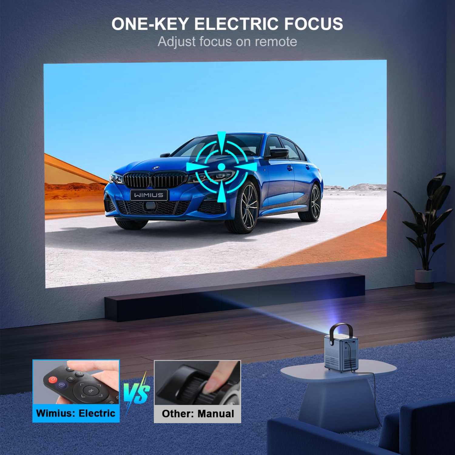 Electric Focus] projecteur 1080p WiMiUS P61, projecteur Wi-Fi Bluetooth 5G,  projecteur extérieur portatif, projecteur maison intelligente, compatible  avec Android/clé TV