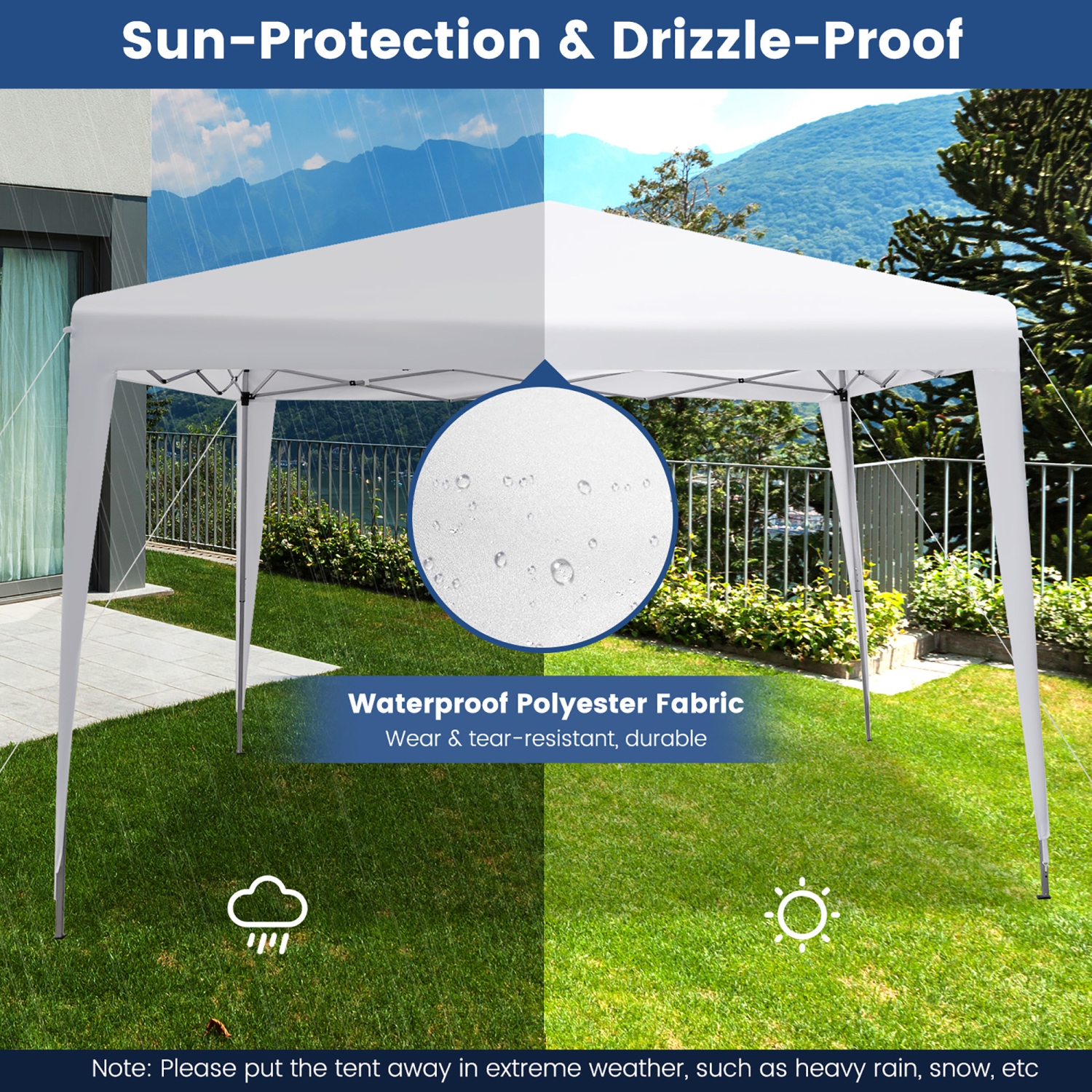 Costway Patio 10x10ft Outdoor Instant Pop-up Canopy Folding Sun Shelter Carry Bag Navy/Grey/White