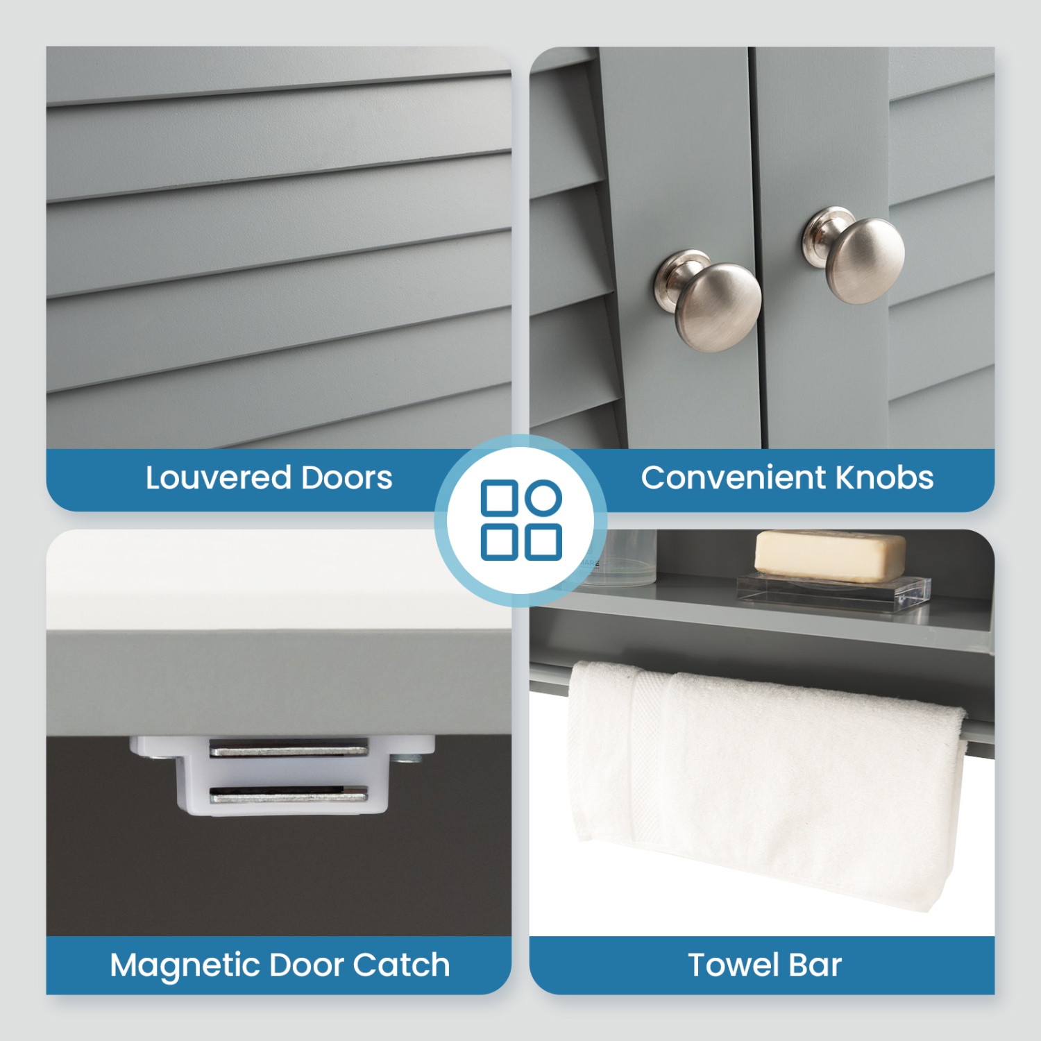 Costway Bathroom Wall Mounted Medicine Cabinet with Louvered Doors & Towel Bar