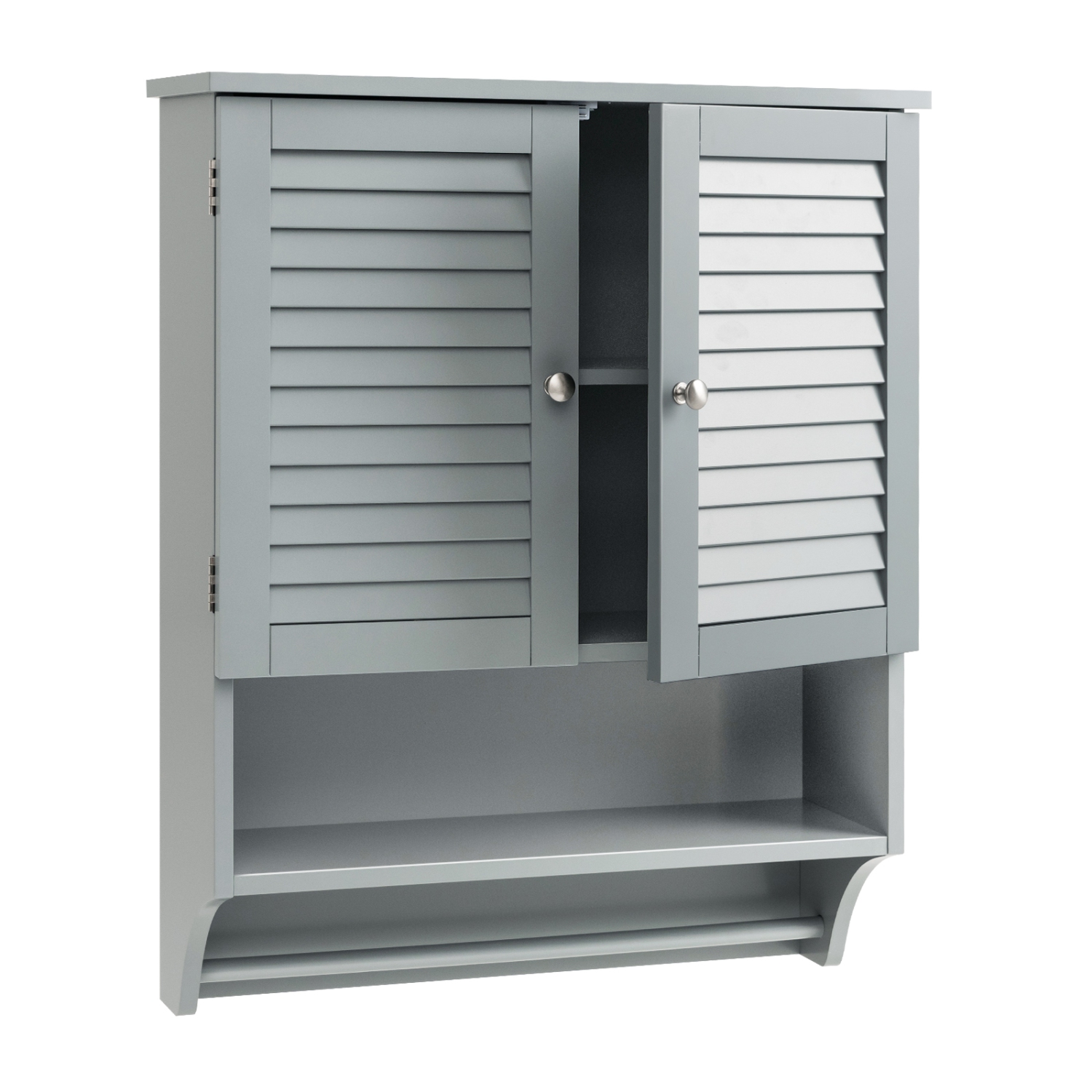 Costway Bathroom Wall Mounted Medicine Cabinet with Louvered Doors & Towel Bar