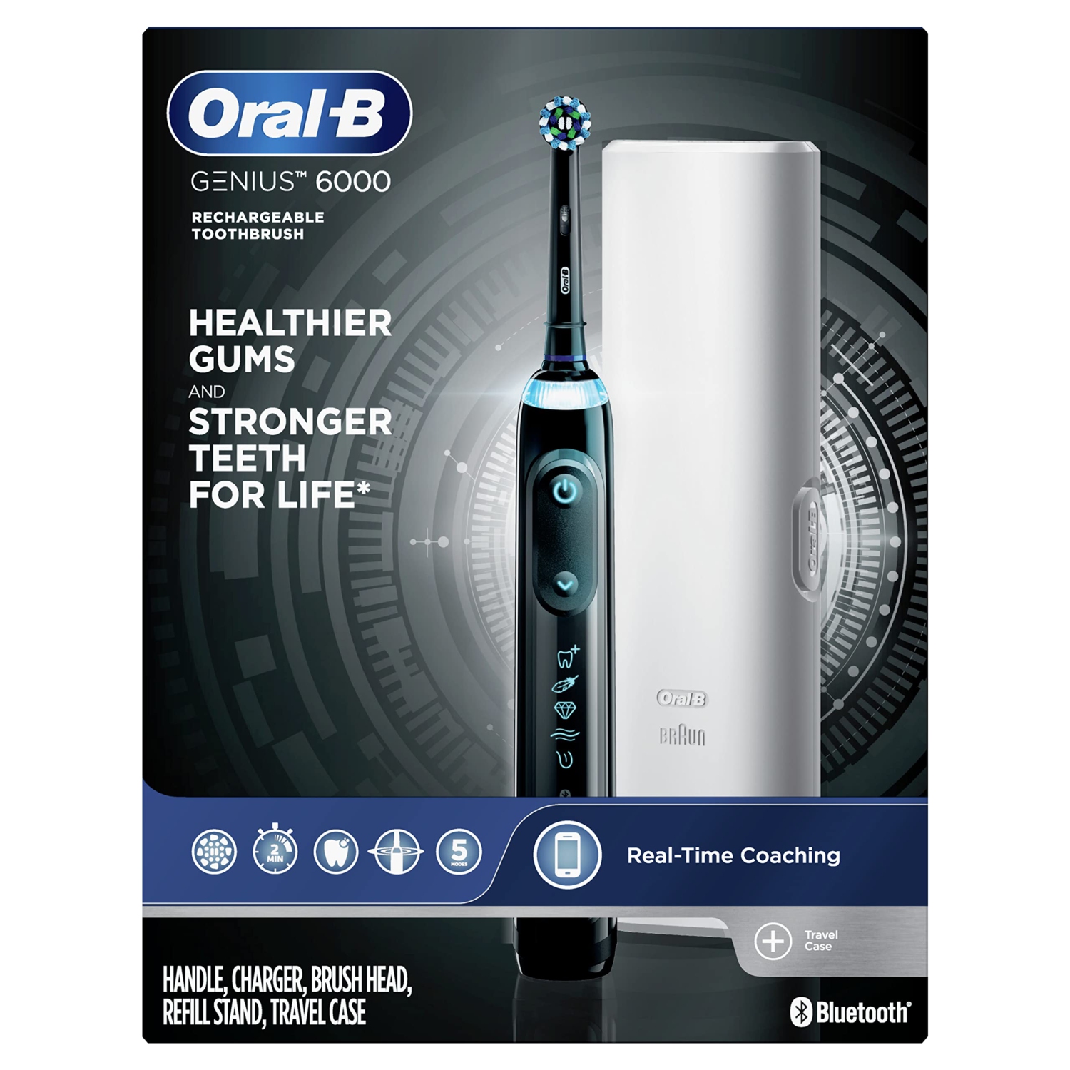 Oral-B 6000 Smartseries Electric Toothbrush, Powered By Braun, Black