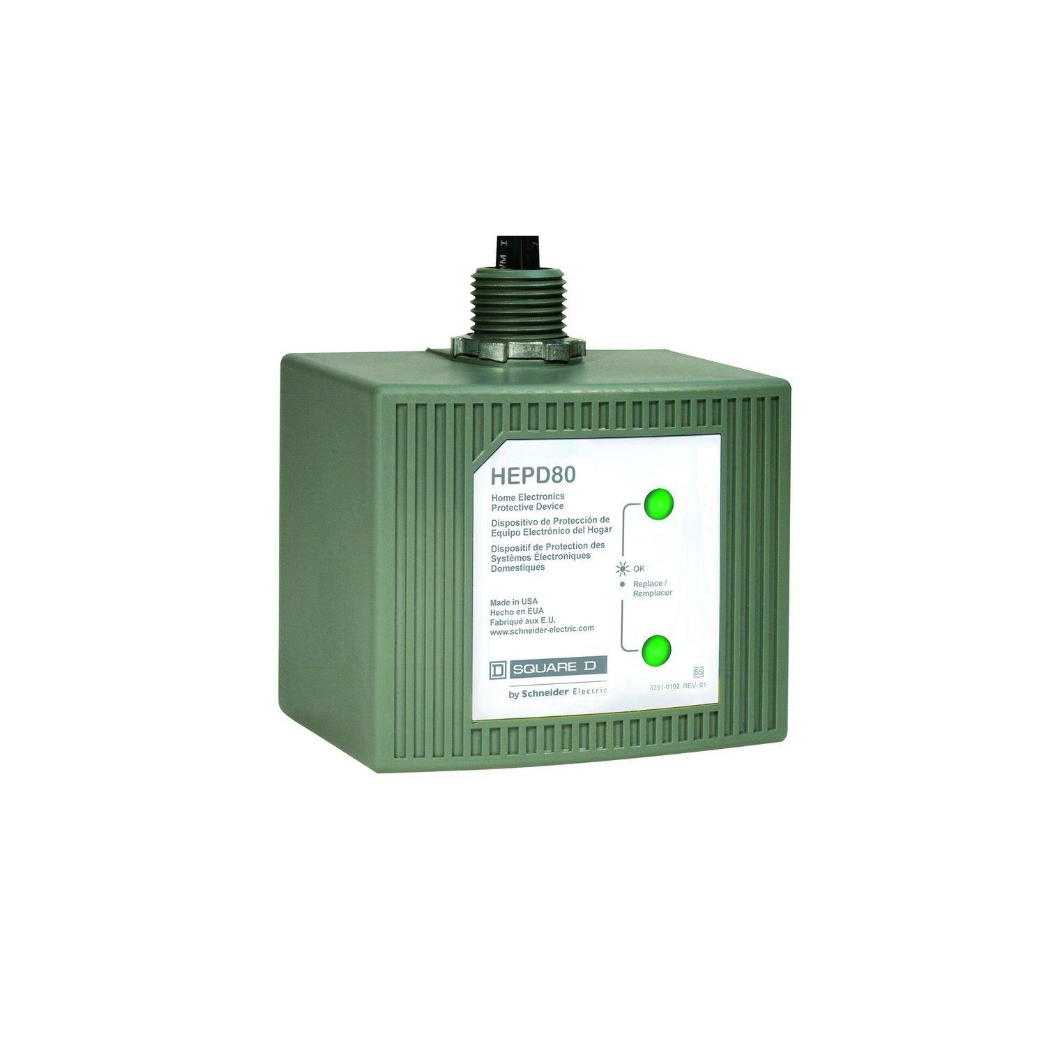 Schneider Electric HEPD80C Whole House Surge Home Electronics Protective Device, Grey