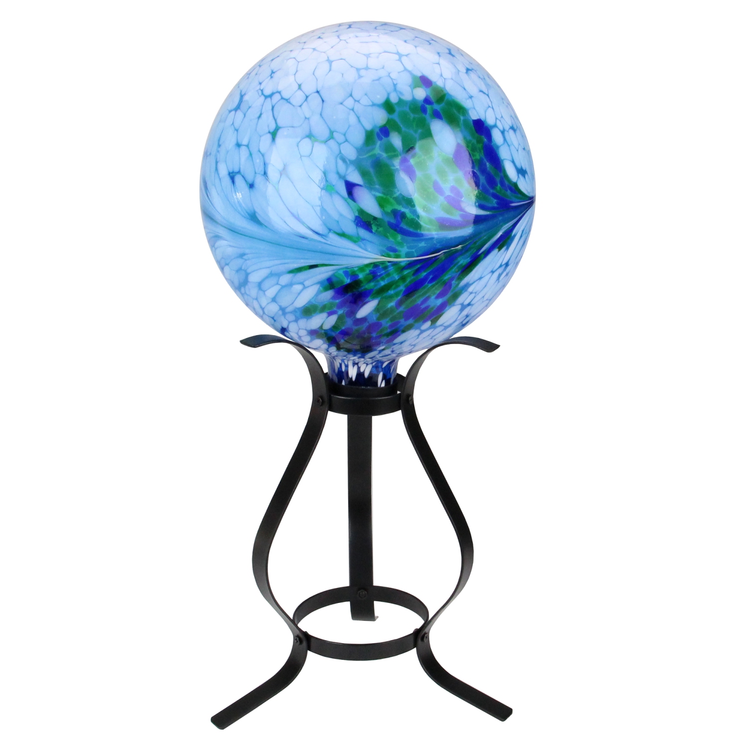 12" Black Curved Outdoor Patio Garden Gazing Ball Stand