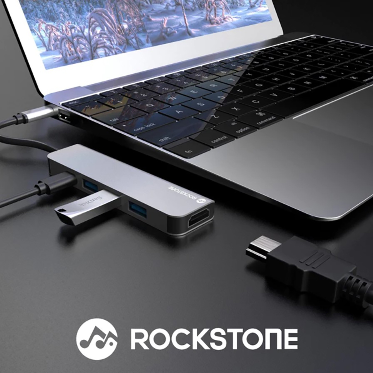 Rockstone - USB Type-C 5 In 1 Hub, USB-A, HDMI and USB-C