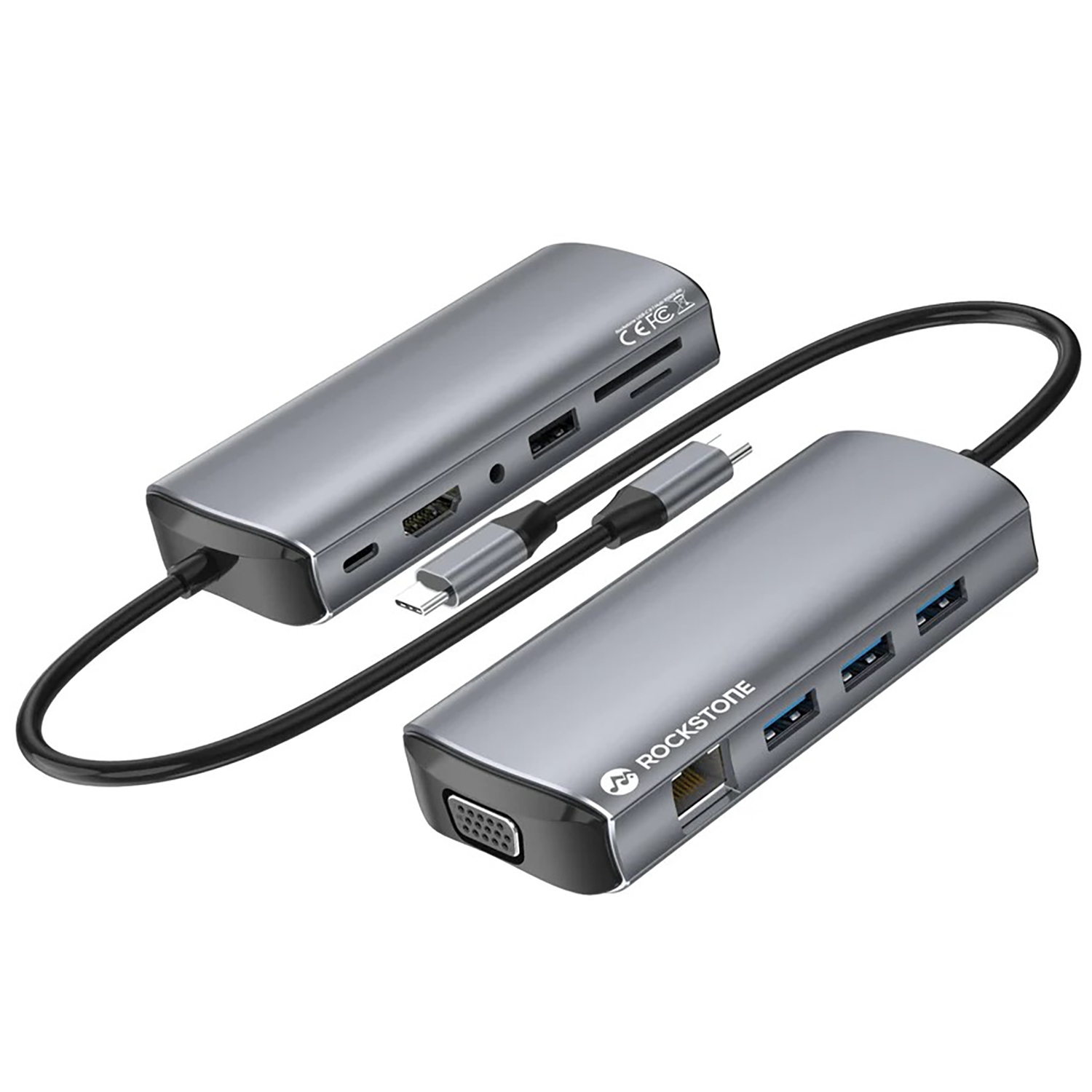 Rockstone - 11-in-1 USB Type-C Hub, USB-A, HDMI and SD & Micro SD Card Reader and more