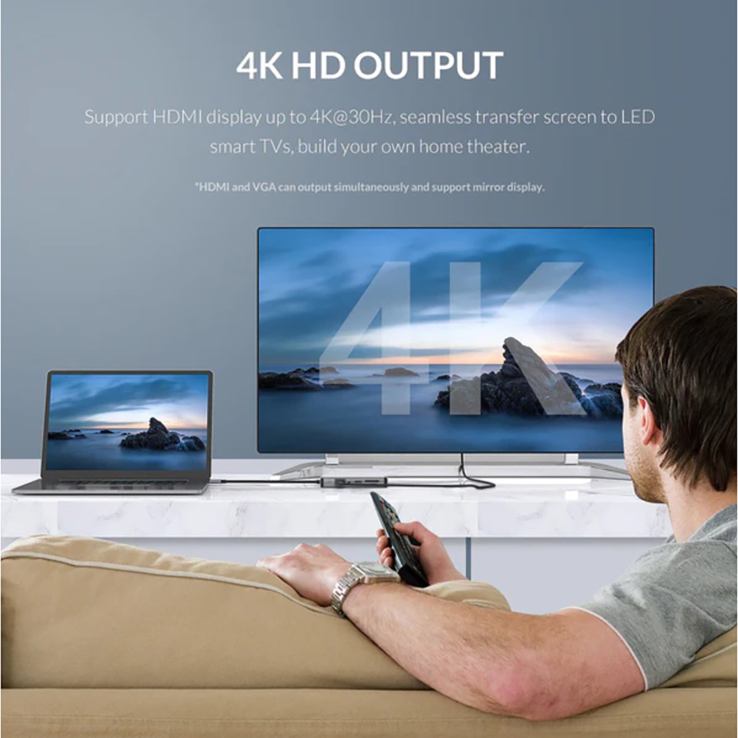 Rockstone - 11-in-1 USB Type-C Hub, USB-A, HDMI and SD & Micro SD Card Reader and more