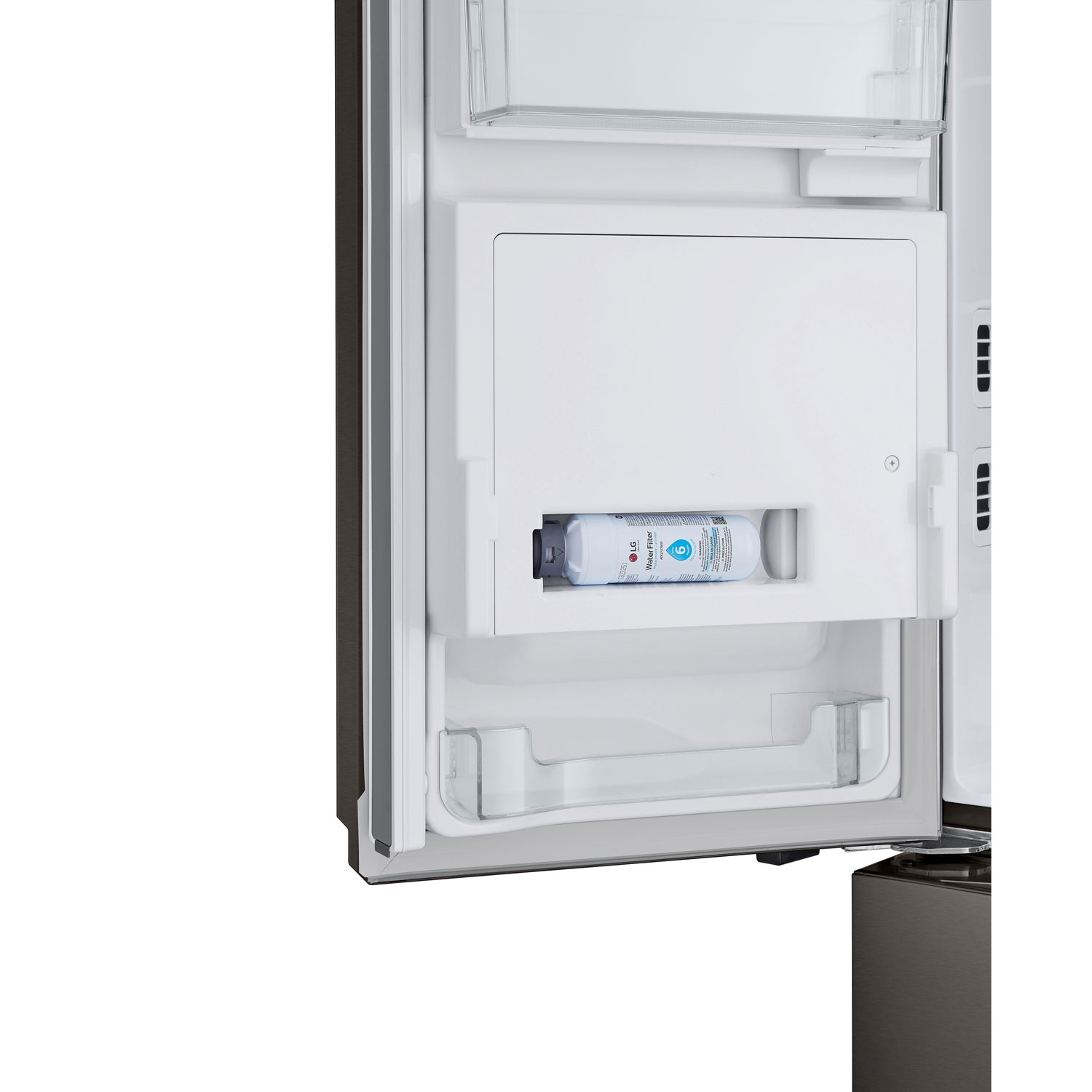 Réfrigérateur à deux portes 25,5 pi³ 36 po avec distributeur d'eau et de glaçons de LG - Inox noir