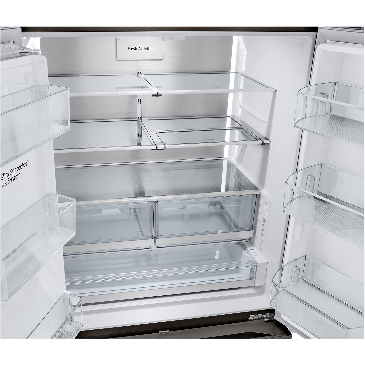 Réfrigérateur à deux portes 25,5 pi³ 36 po avec distributeur d'eau et de glaçons de LG - Inox noir