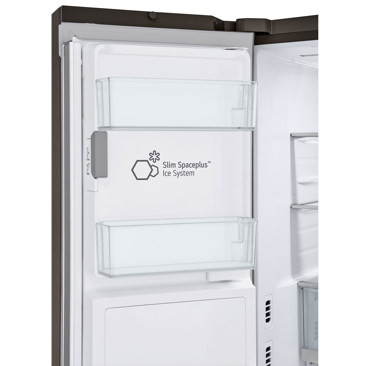 Réfrigérateur à deux portes 25,5 pi³ 36 po avec distributeur d'eau et de glaçons de LG - Inox noir