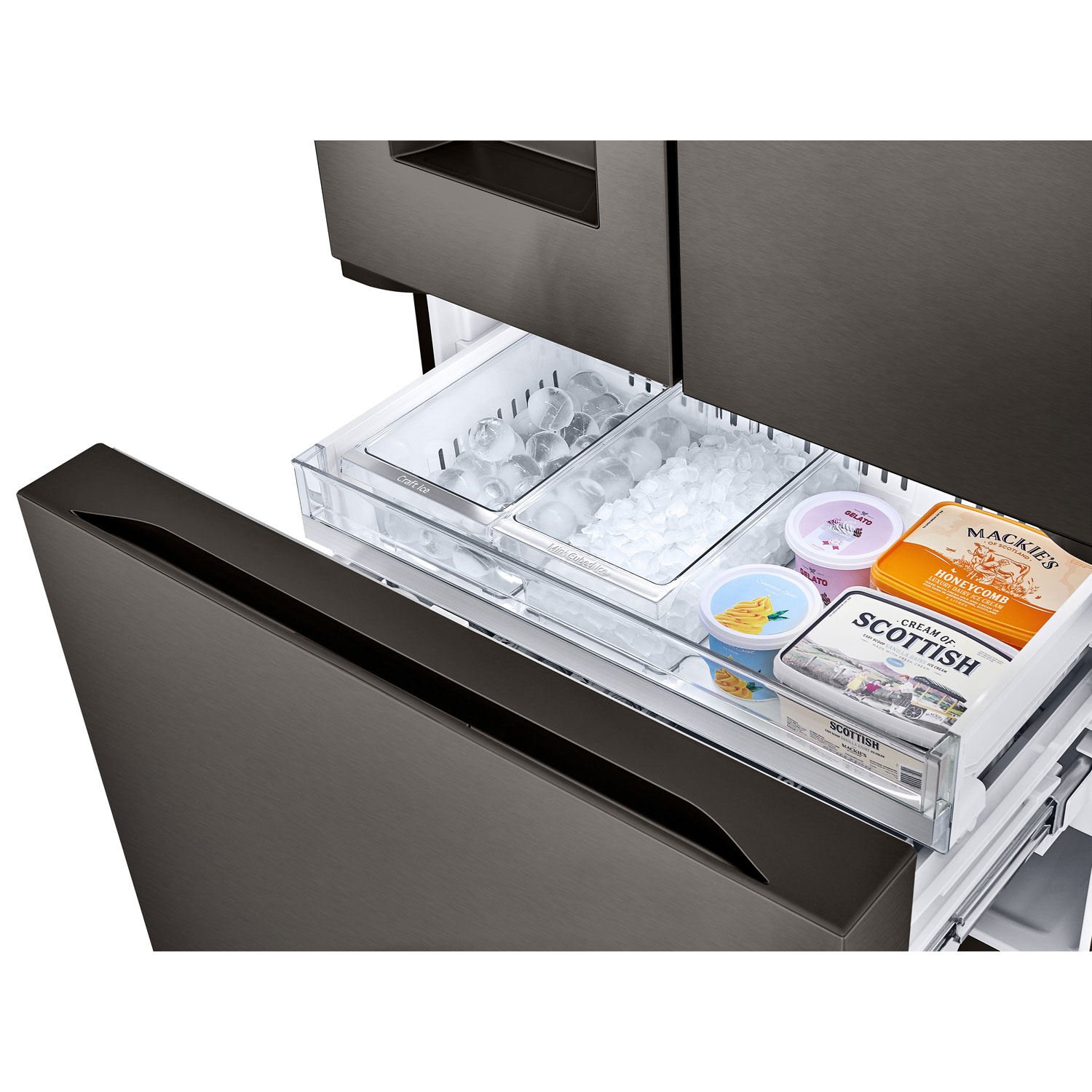 Réfrigérateur à deux portes 25,5 pi³ 36 po avec distributeur d'eau et de glaçons de LG - Inox noir