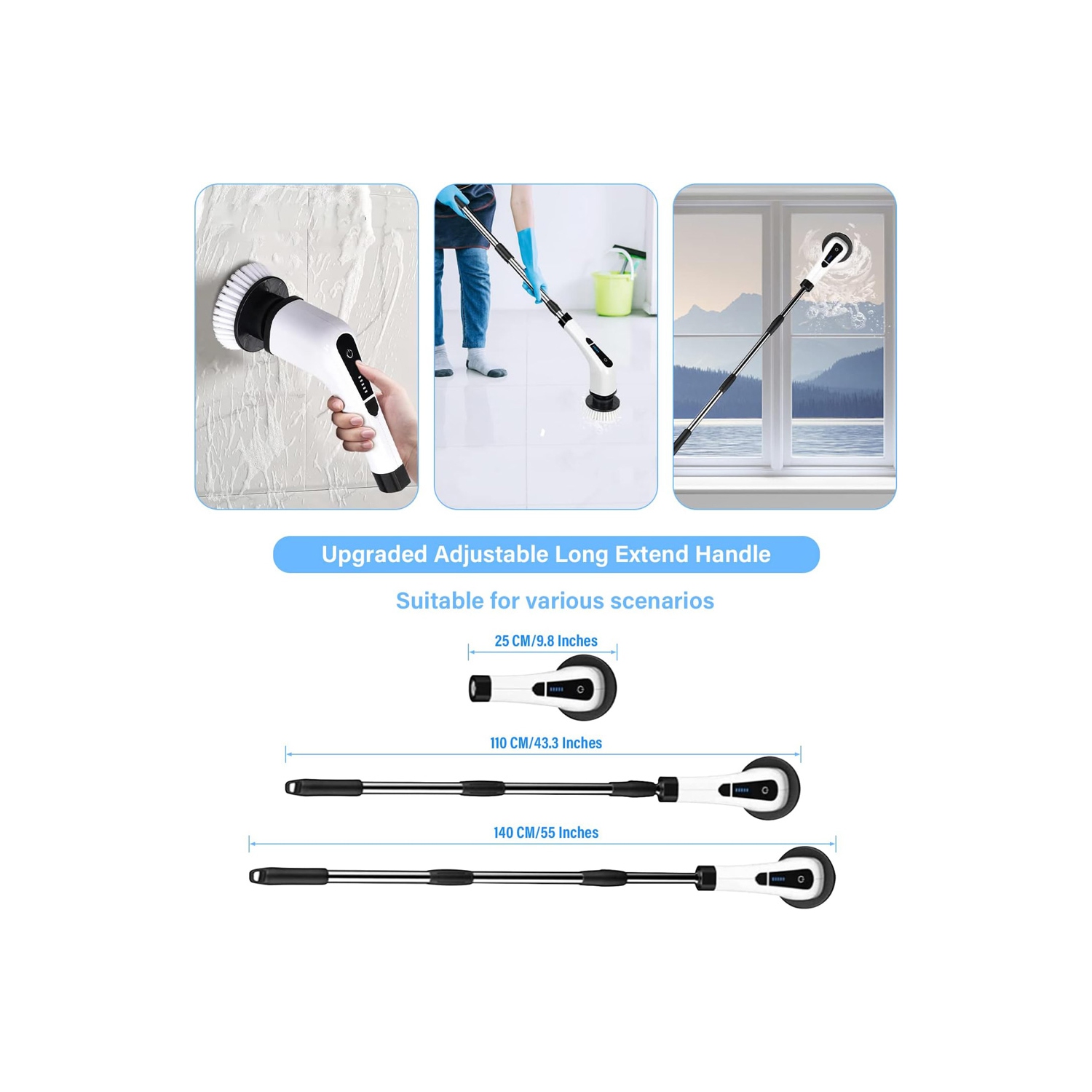 axGear Electric Brush Spin Scrubber Cordless Rechargeable Handheld Power Cleaning with 7 Replaceable Brush Heads