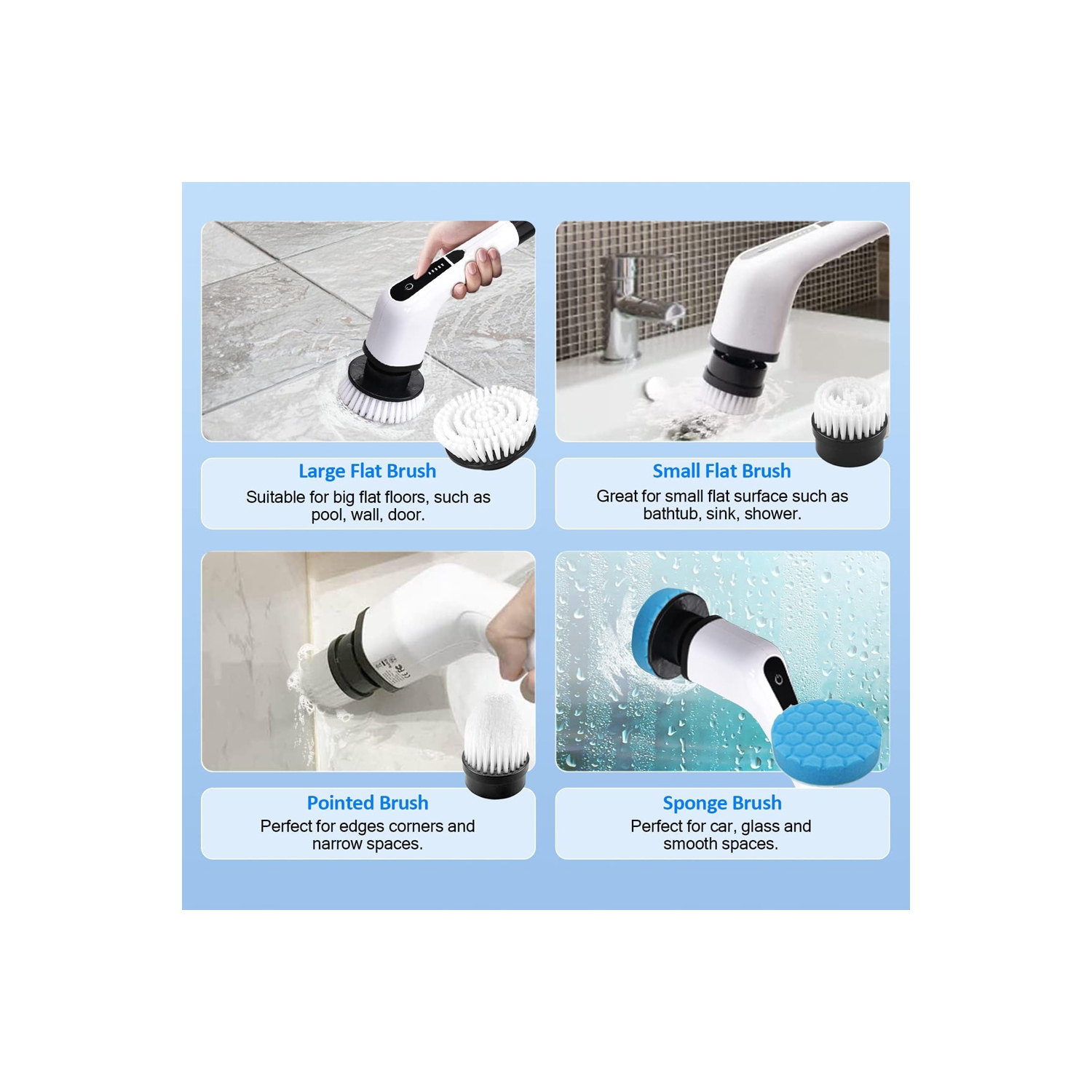 axGear Electric Brush Spin Scrubber Cordless Rechargeable Handheld Power Cleaning with 7 Replaceable Brush Heads