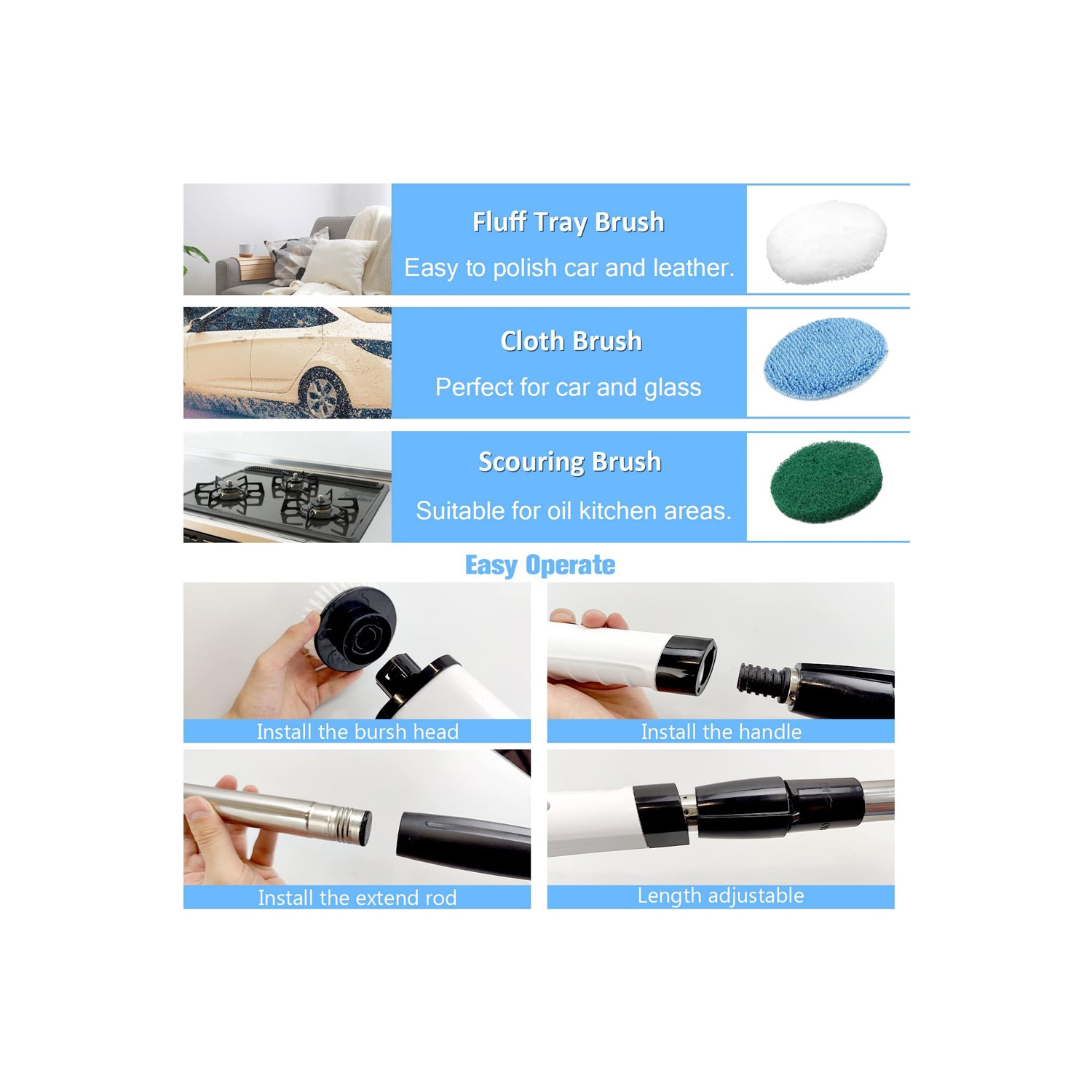 axGear Electric Brush Spin Scrubber Cordless Rechargeable Handheld Power Cleaning with 7 Replaceable Brush Heads