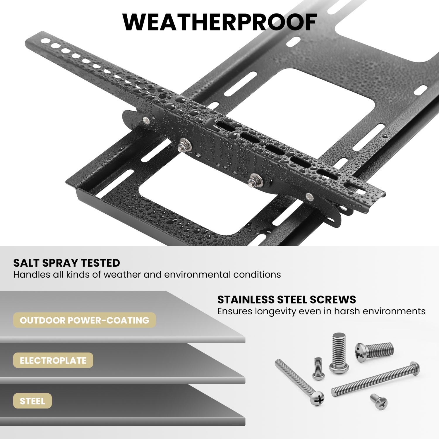 ZeboZap Vinyl Siding TV mount | Holds upto 80 Inch TV on Vinyl Siding, Stucco, Brick and Stone | WeatherProof | Lockable with padlock | Tilting 15