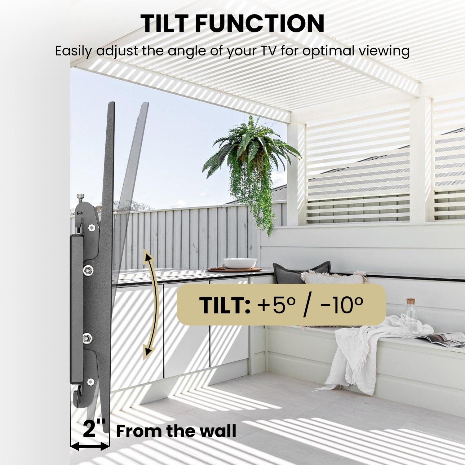 ZeboZap Vinyl Siding TV mount | Holds upto 80 Inch TV on Vinyl Siding, Stucco, Brick and Stone | WeatherProof | Lockable with padlock | Tilting 15