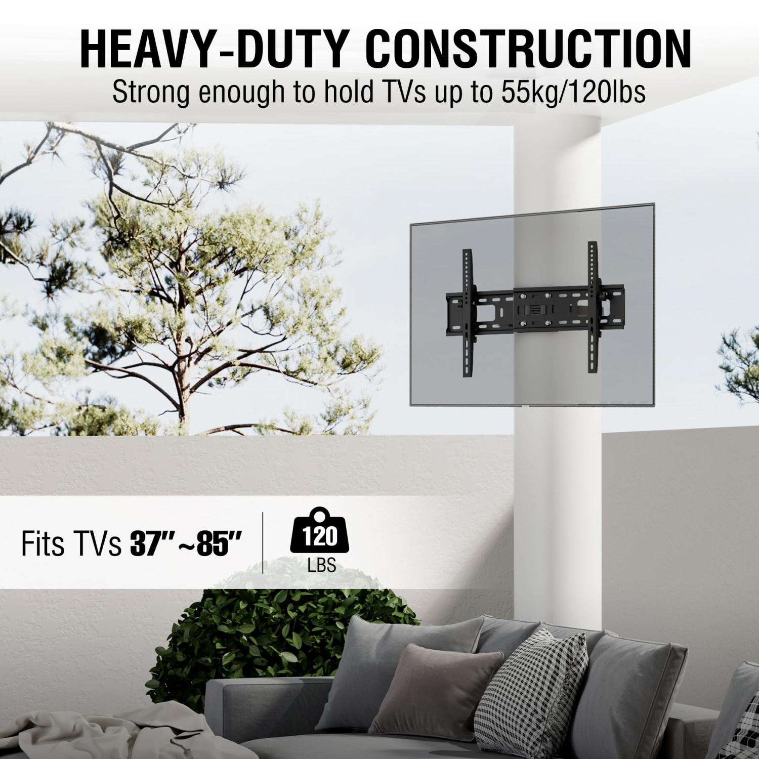 ZeboZap NO Drill Tilt Only Outdoor TV Mount | GAZEBO/Patio/Pergola TV Mount | Square Post TV Mount | Stainless Steel Screws | Weatherproof | Holds