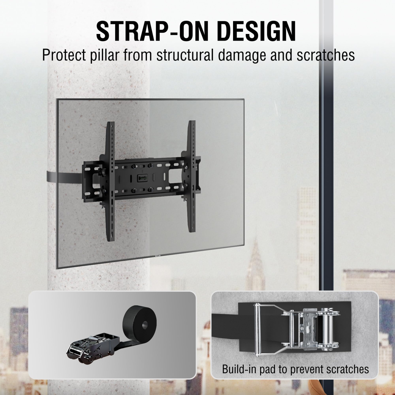 ZeboZap NO Drill Tilt Only Outdoor TV Mount | GAZEBO/Patio/Pergola TV Mount | Square Post TV Mount | Stainless Steel Screws | Weatherproof | Holds