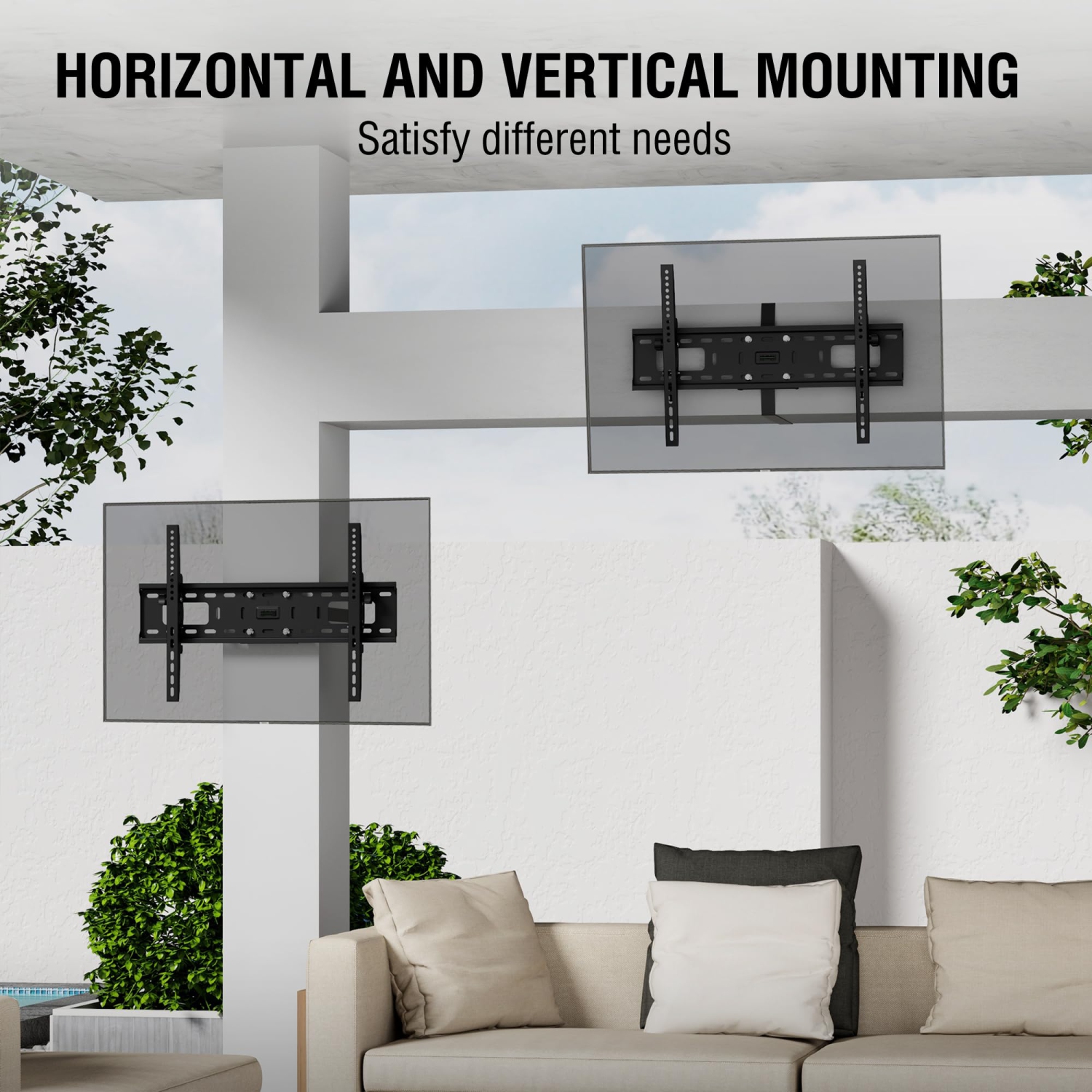 ZeboZap NO Drill Tilt Only Outdoor TV Mount | GAZEBO/Patio/Pergola TV Mount | Square Post TV Mount | Stainless Steel Screws | Weatherproof | Holds