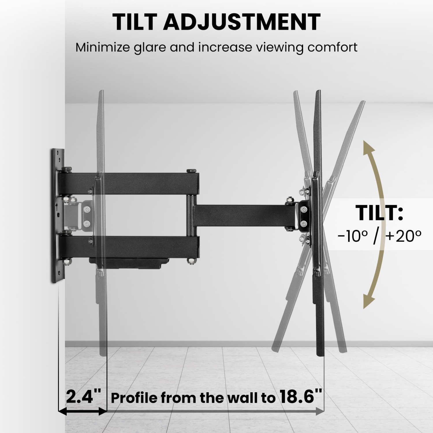 ZeboZap Full Motion Vinyl Siding TV mount | Mount on Vinyl Siding, Stucco, Brick and Stone | WeatherProof | Patio, Backyard | Stainless Steel H/w |