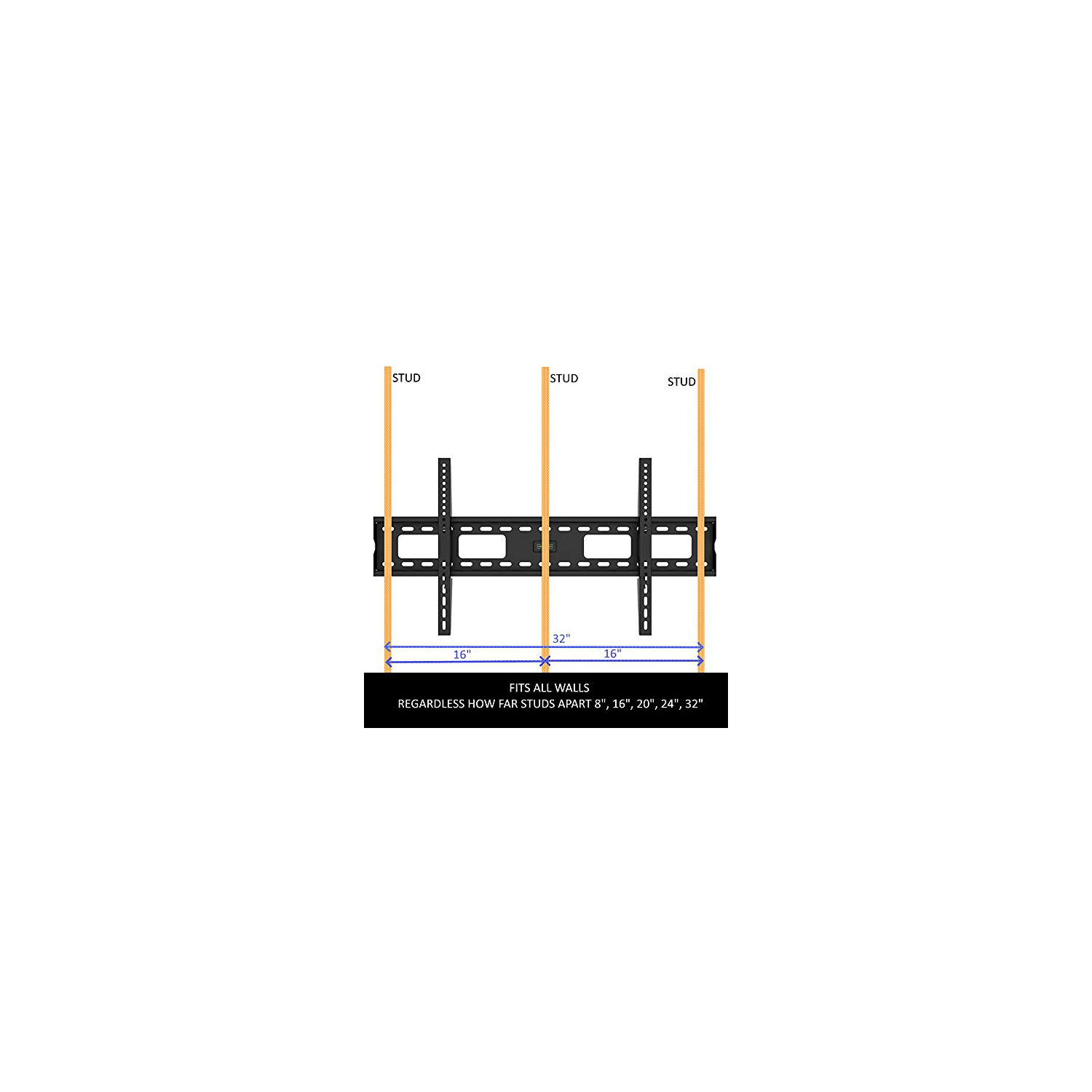 CondoMounts Fixed TV Wall Mount for Steel Stud | NO Stud Drywall | TV Mount Metal Studs | Holds 132lbs | Fits 42"-75" TVs | Includes Elephant Anchor