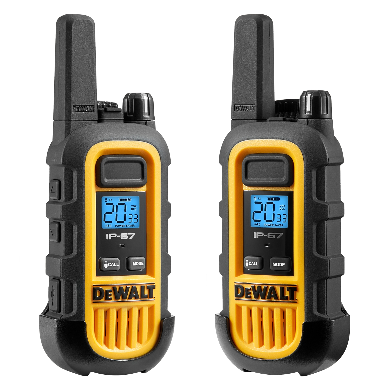 6 × DeWalt DXFRS300 + Earpieces Worksite Walkie Talkies – 1W Heavy-Duty Rechargeable Two-Way Radios with VOX, 22 Channels, Waterproof + Charging Docks