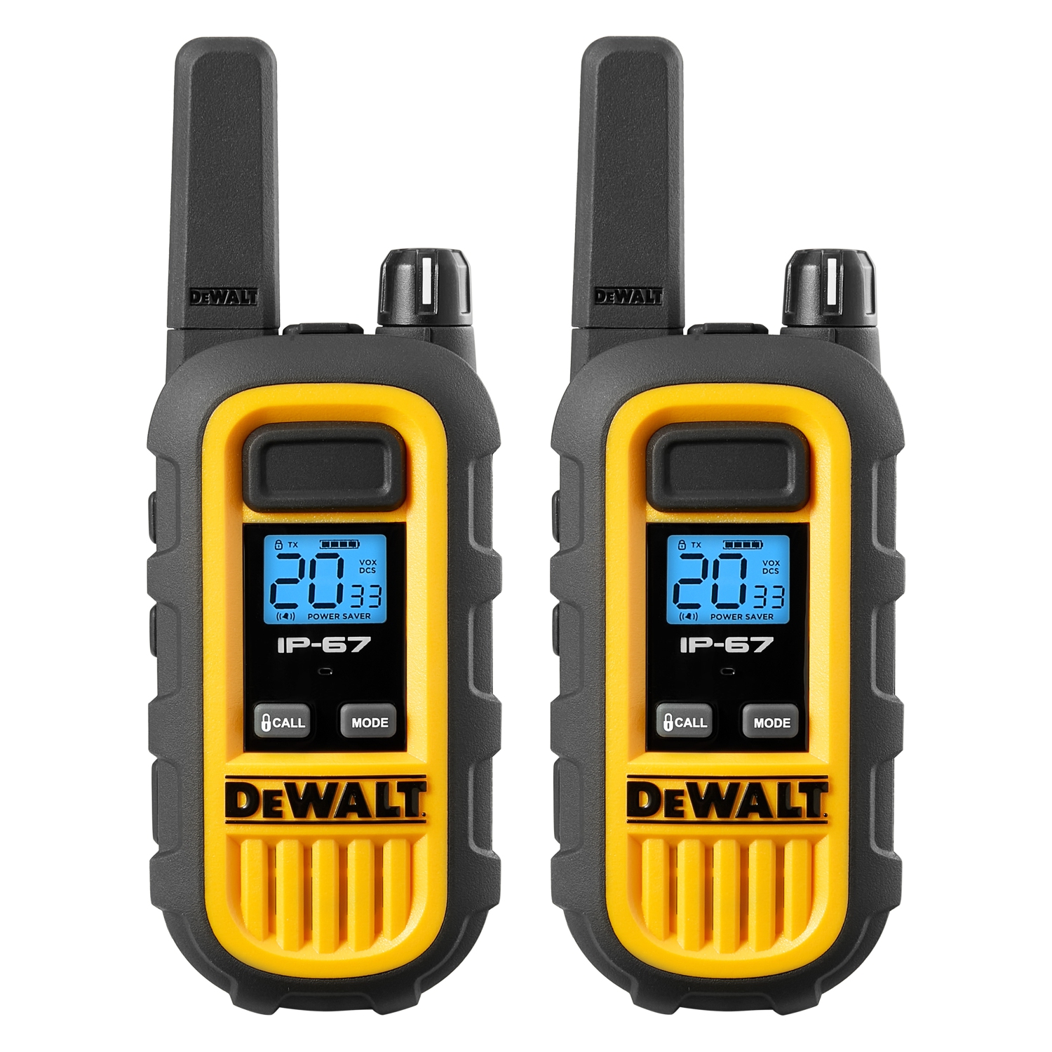 6 × DeWalt DXFRS300 + Earpieces Worksite Walkie Talkies – 1W Heavy-Duty Rechargeable Two-Way Radios with VOX, 22 Channels, Waterproof + Charging Docks