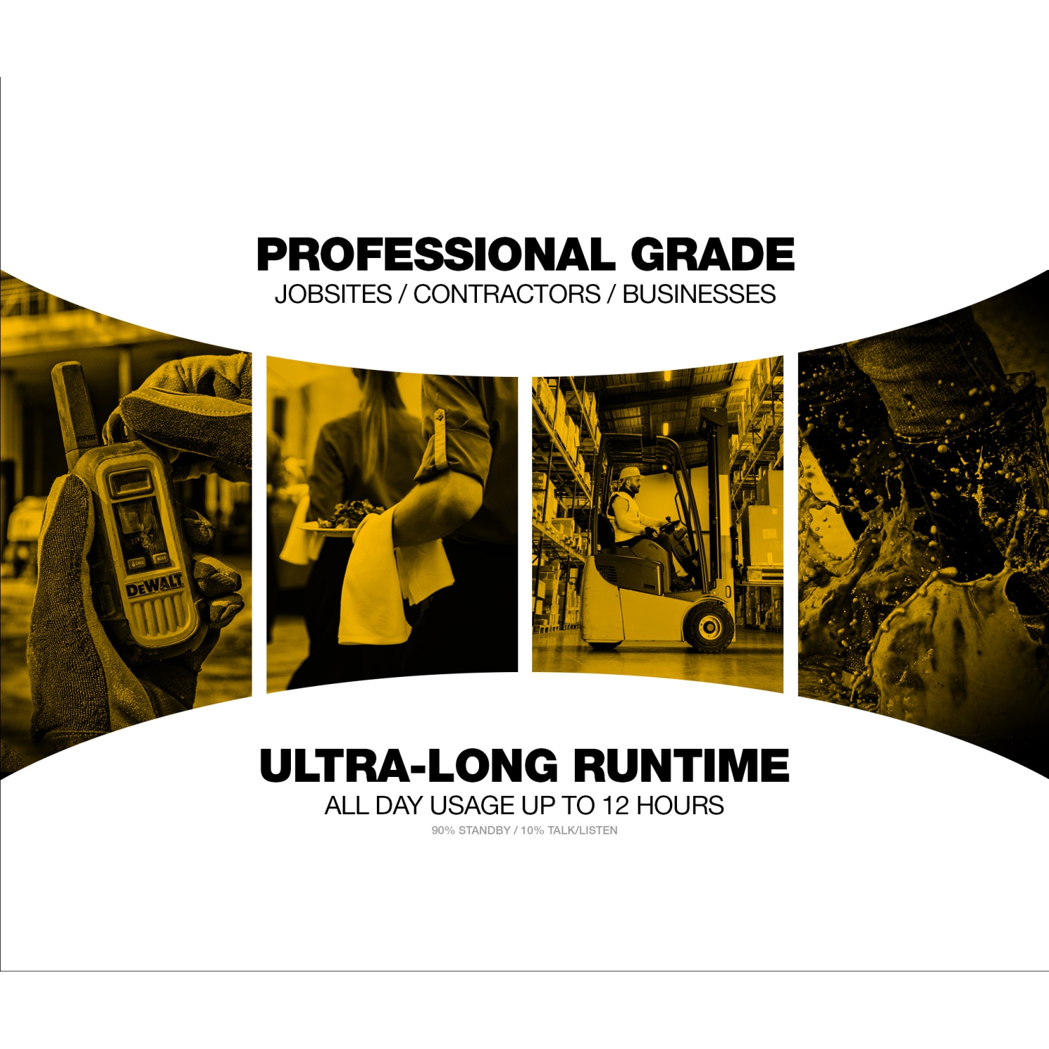 6 × DeWalt DXFRS300 + Earpieces Worksite Walkie Talkies – 1W Heavy-Duty Rechargeable Two-Way Radios with VOX, 22 Channels, Waterproof + Charging Docks