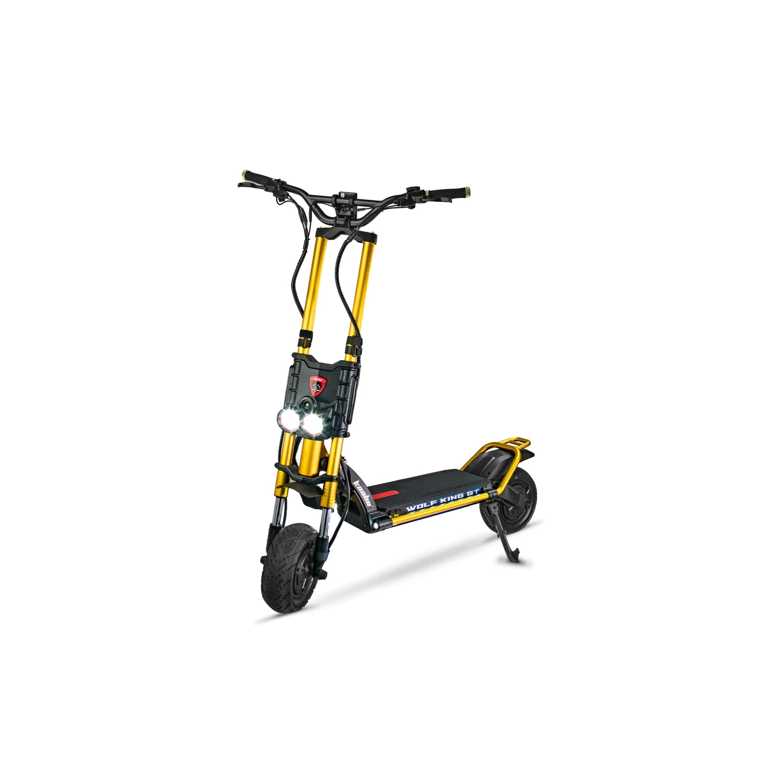 Kaabo Wolf King GT Pro Electric Scooter (72V, 35Ah Samsung) | Sine Wave Controllers | Dual Motor | Full Suspension | 119KM Range | 101KM/h Top Speed | Off-Road Tires | Gold