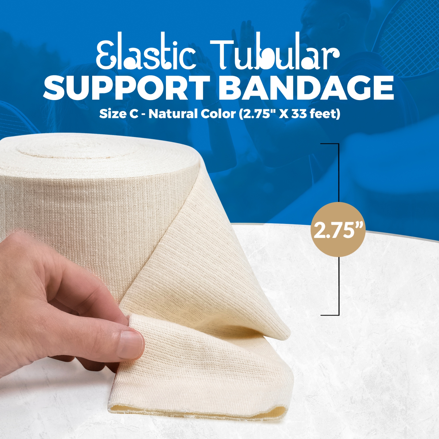 Bandage de soutien tubulaire élastique de taille C, boîte 10 M - couleur naturelle pour large bandage de soutien aux genoux - haut moyen,