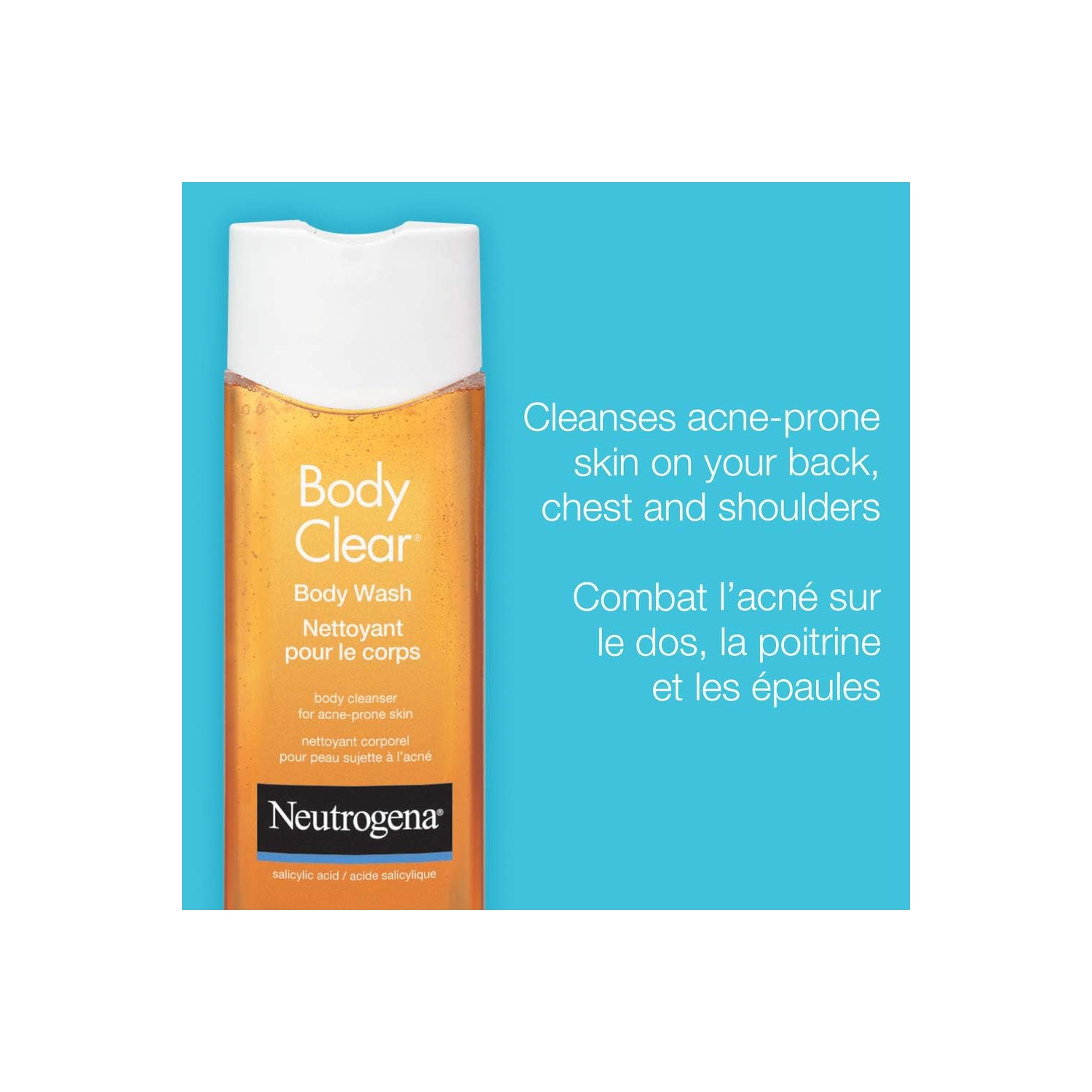 Neutrogena Gel nettoyant pour le corps en acné transparent avec acide salicylique, 250&nbsp;mL - Original