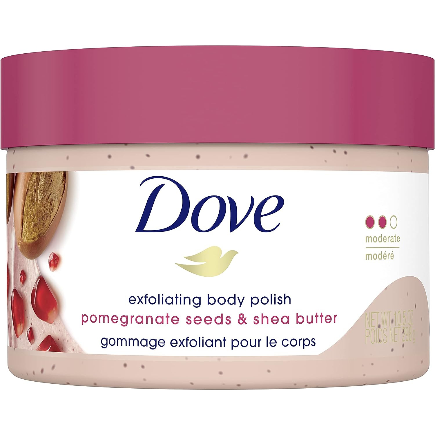 Dove Exfoliating Body Polish Scrub For Silky, Soft Skin Pomegranate and Shea Butter Body Scrub Exfoliates and Provides Lasting Nourishment 298 g
