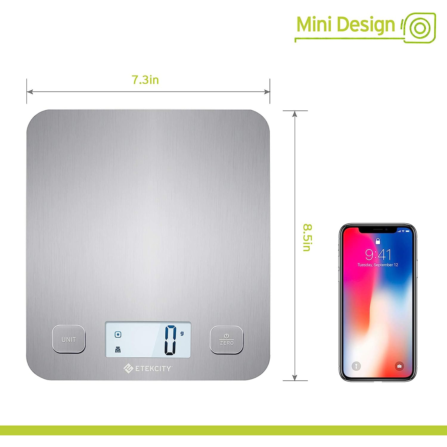 Etekcity Food Kitchen Scale, grammes et onces numériques pour perte de poids, cuisson, cuisson, Keto et préparation de repas, grand, acier