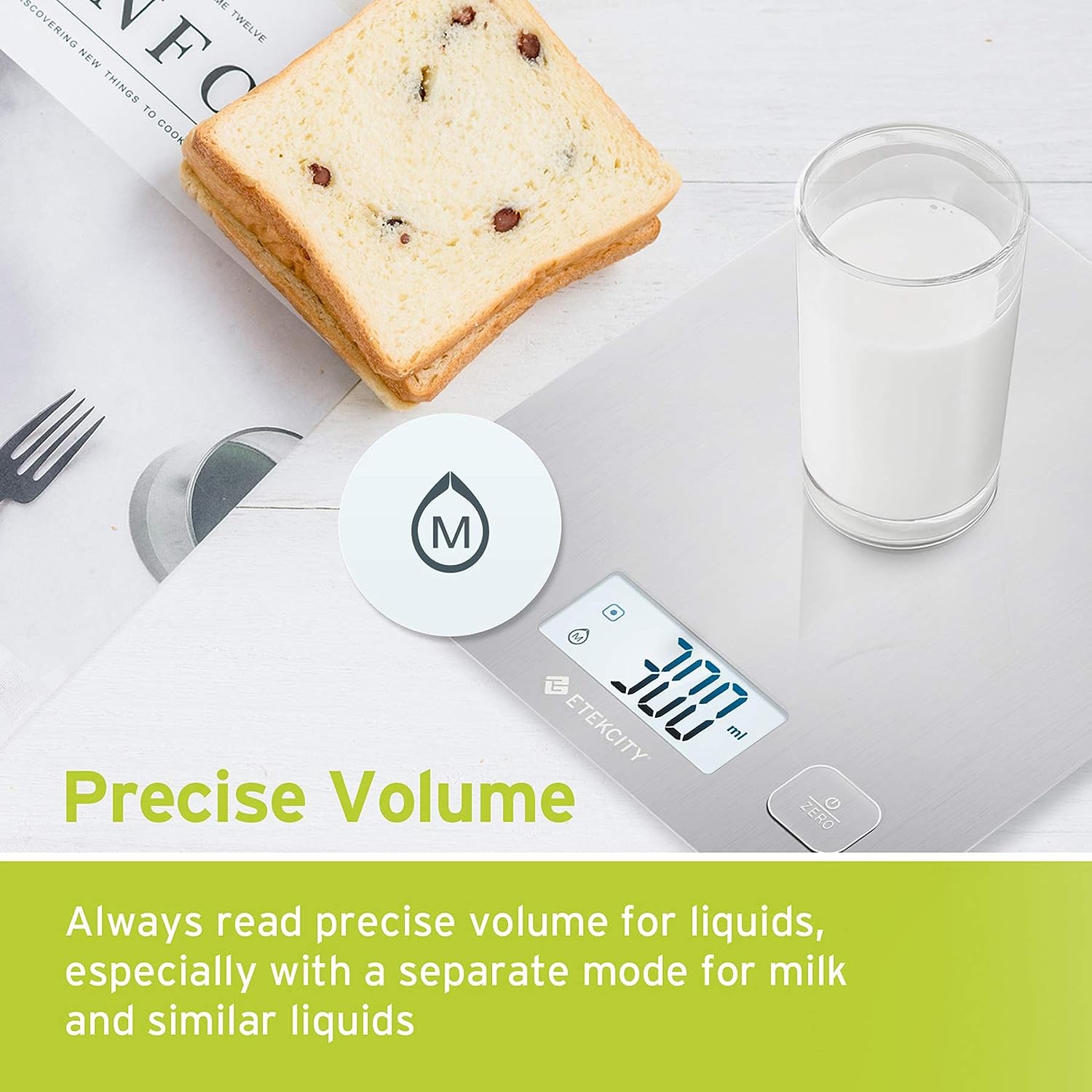 Etekcity Food Kitchen Scale, grammes et onces numériques pour perte de poids, cuisson, cuisson, Keto et préparation de repas, grand, acier