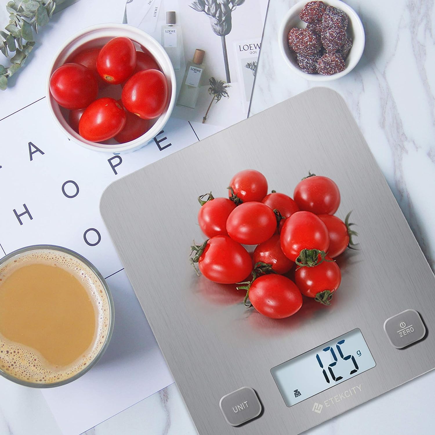 Etekcity Food Kitchen Scale, grammes et onces numériques pour perte de poids, cuisson, cuisson, Keto et préparation de repas, grand, acier