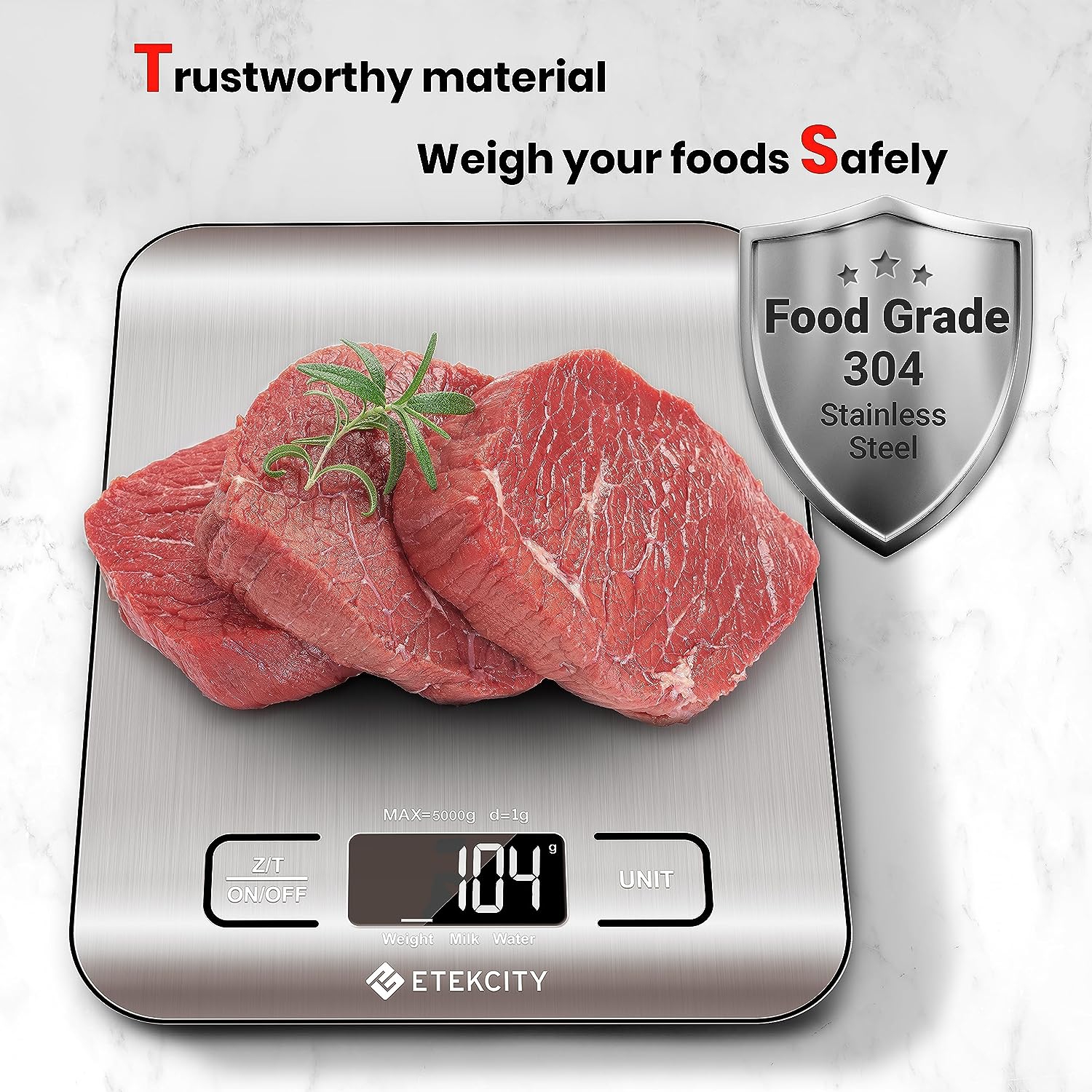 Etekcity Food Kitchen Scale, Digital Grams and Ounces for Weight Loss, Baking, Cooking, Keto and Meal Prep, Small, 304 Stainless Steel