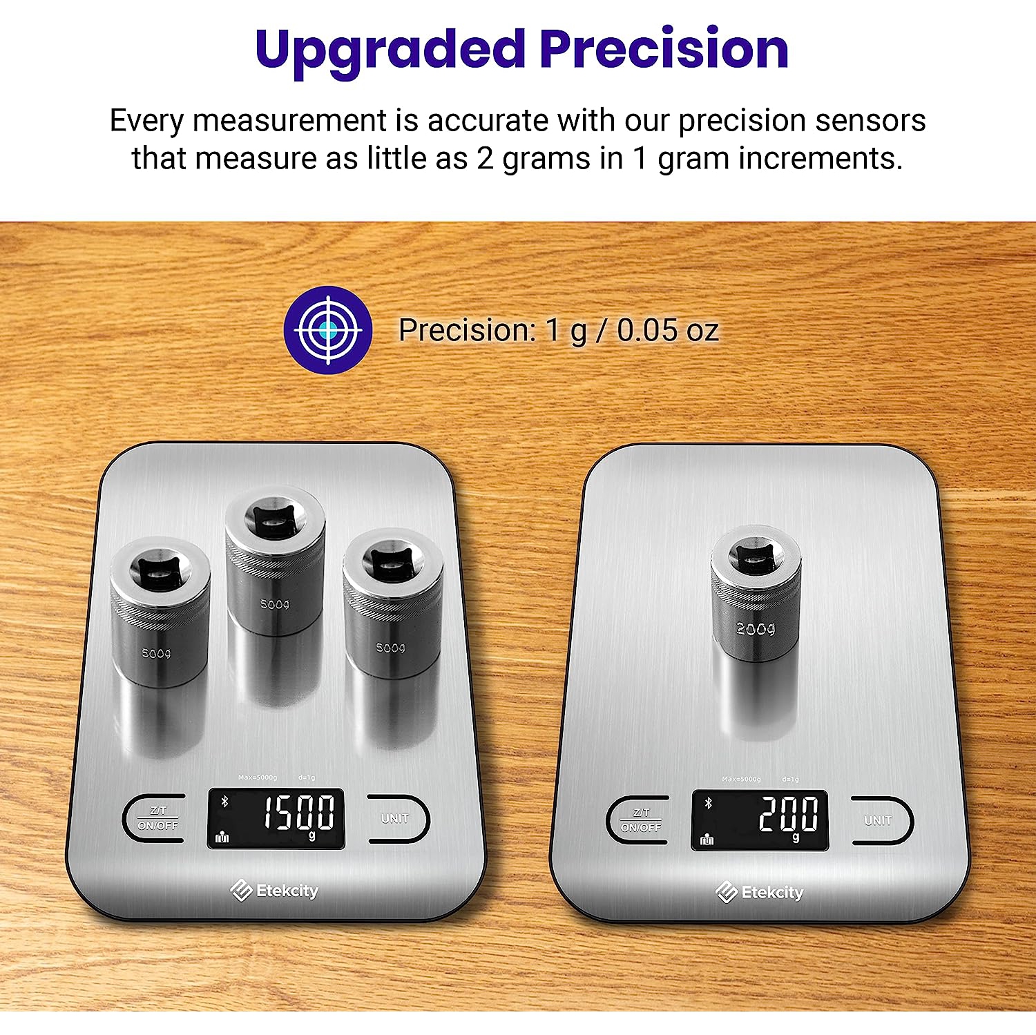 Etekcity Luminary 11lb Food Kitchen Digital Scale for Weight Loss, IPX6 Waterproof, Rechargeable, Ounces and Grams for Cooking Baking, 0.05oz/1g