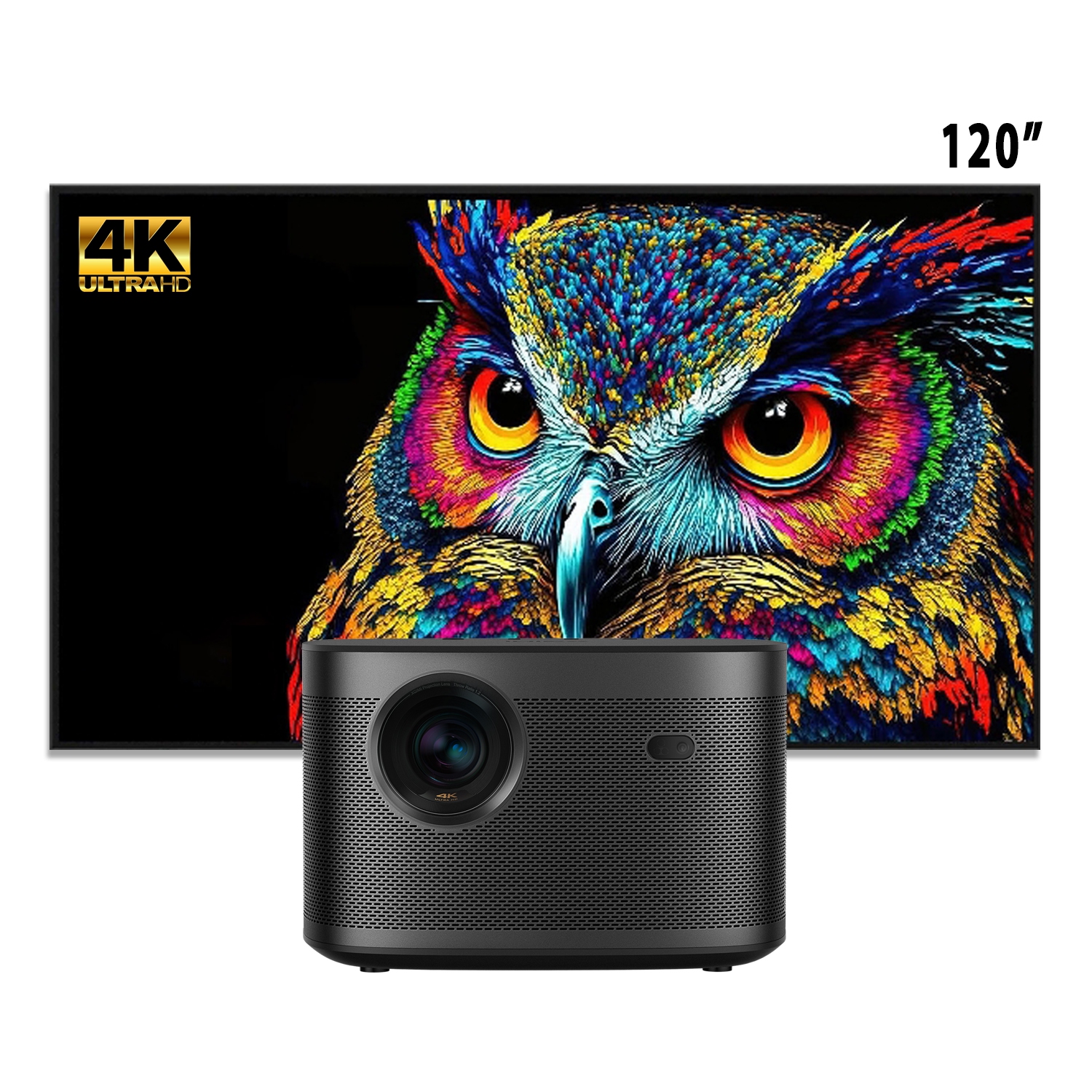 XGIMI Horizon Pro True 4K UHD Projector + 120" Screen Bundle, Android TV, 1500 ISO Lumens, 16W Harman Kardon Speakers, HDR10, Home Theater Image