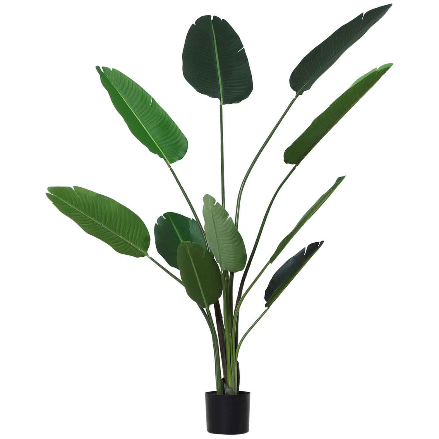 Outsunny 6FT Artificial Bird of Paradise Plant, Fake Tropical Plam Tree with 10 Banana Leaves in Pot, Faux Plant for Indoor and Outdoor, Green