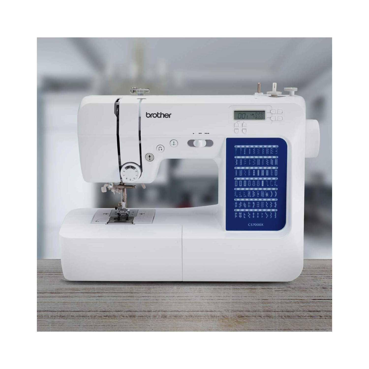 Brother CS7000X Computerized Sewing and Quilting Machine, 70 Built-in Stitches, LCD Display, Wide Table, 10 Included Feet, White