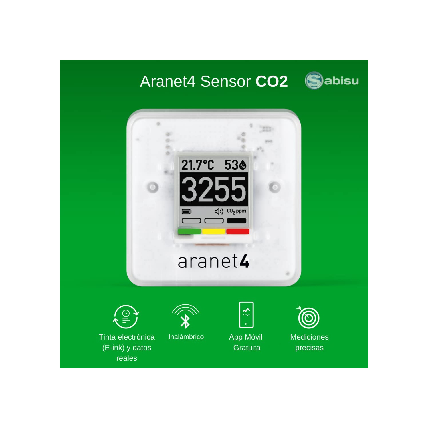 Aranet4 Home: Wireless Indoor Air Quality Monitor for Home, Office or School - CO2, Temperature, Humidity and More - Portable, Battery Powered, E-Ink