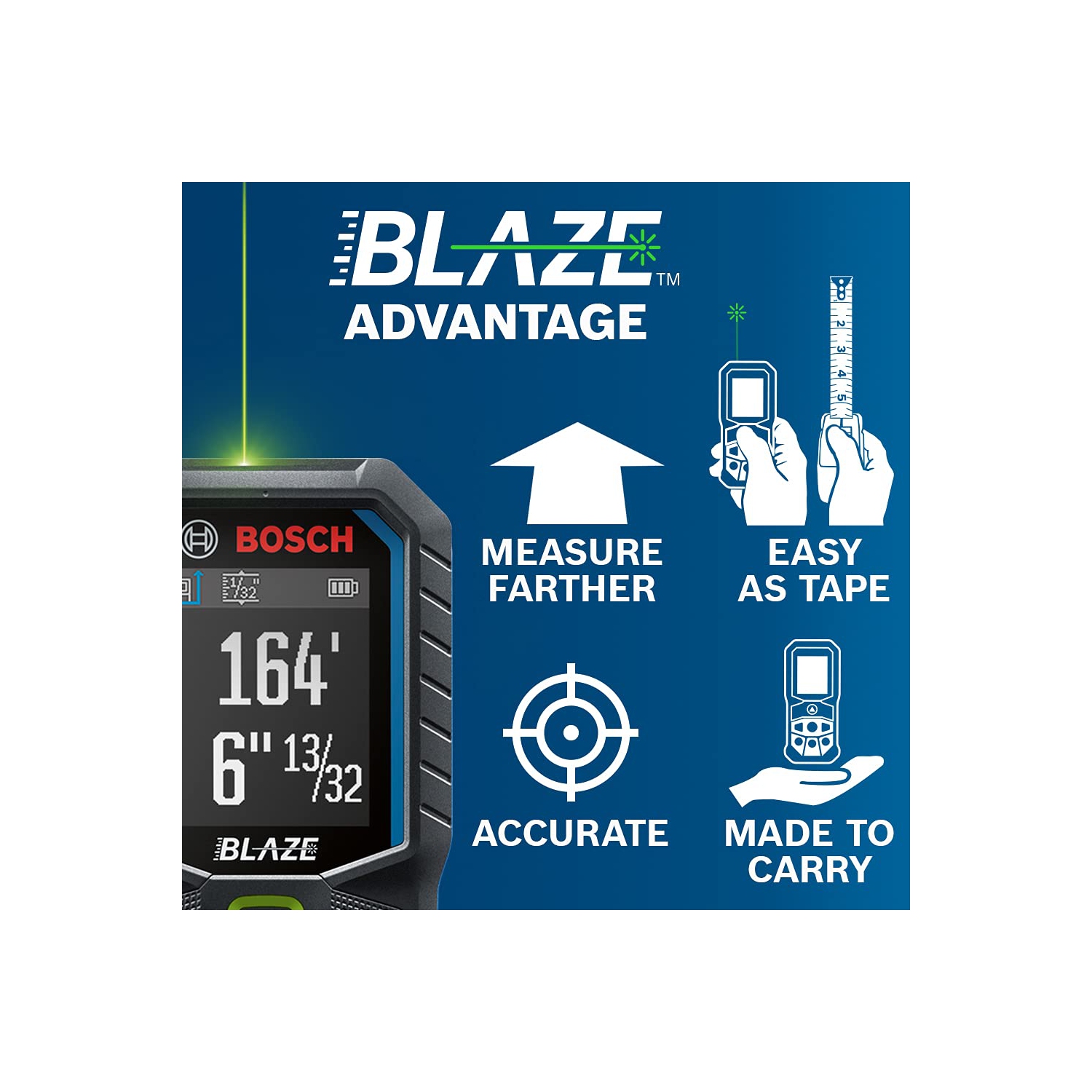 Bosch GLM165-25G Blaze Green-Beam, 165 pi Mesure de distance laser
