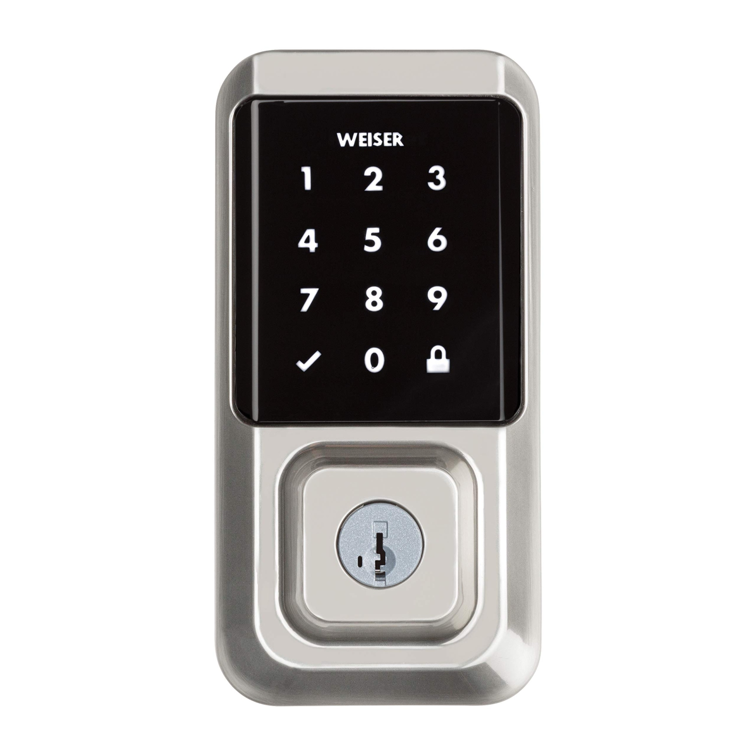 Weiser Halo Satin Nickel WiFi Smart Lock, Keyless Entry Door Lock, Touchscreen Keypad Door Lock, Amazon Alexa & Google Assistant/Google Home Compatible