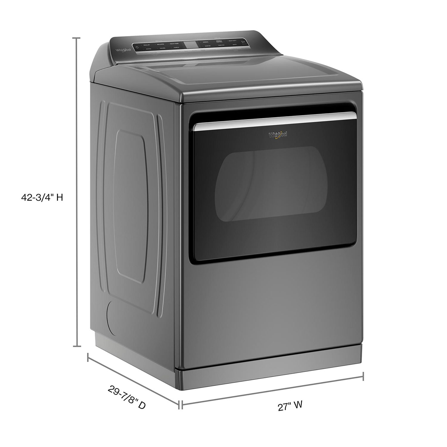 Whirlpool 7.4 Cu. Ft. Gas Steam Dryer - Chrome Shadow