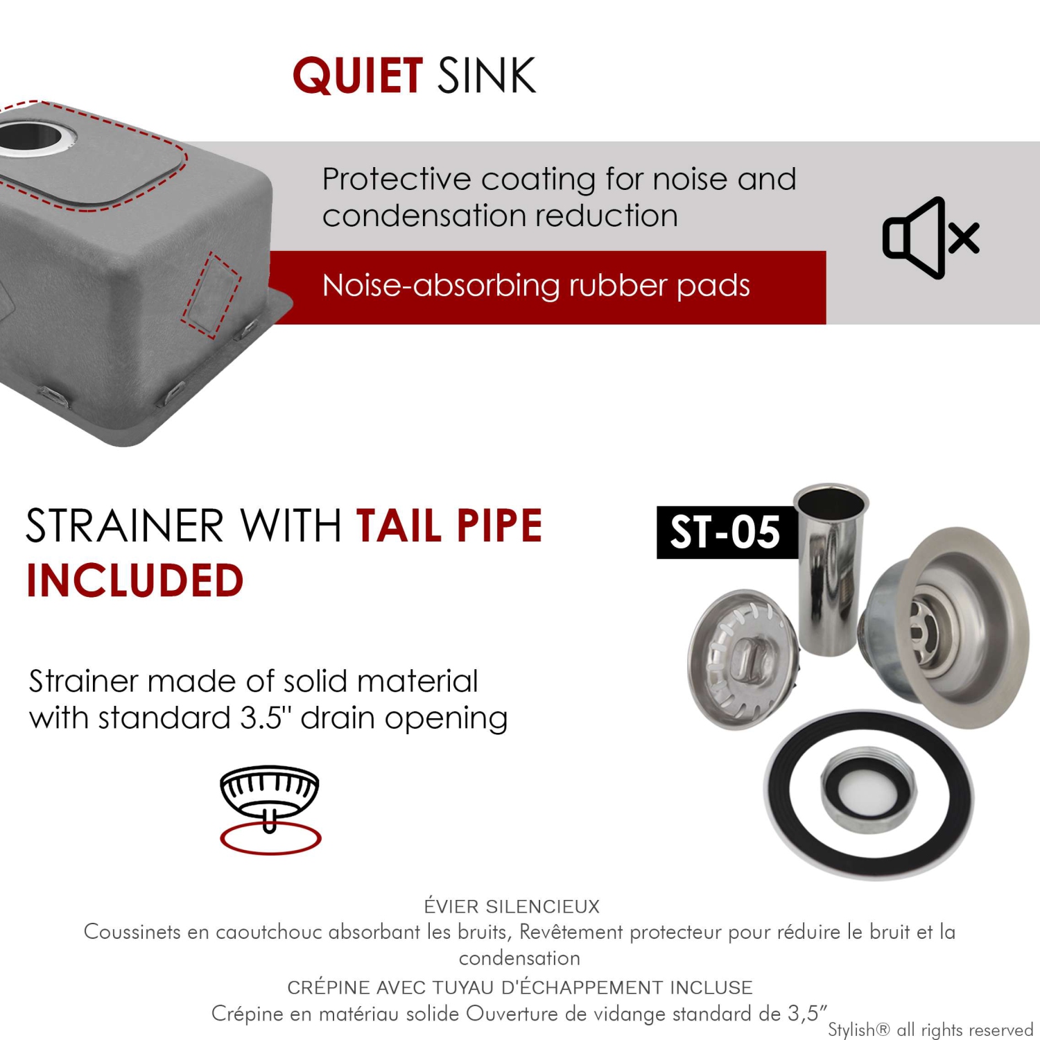 Stylish Dual-Mount 15" Stainless Steel Single Bowl Kitchen Sink S-405T