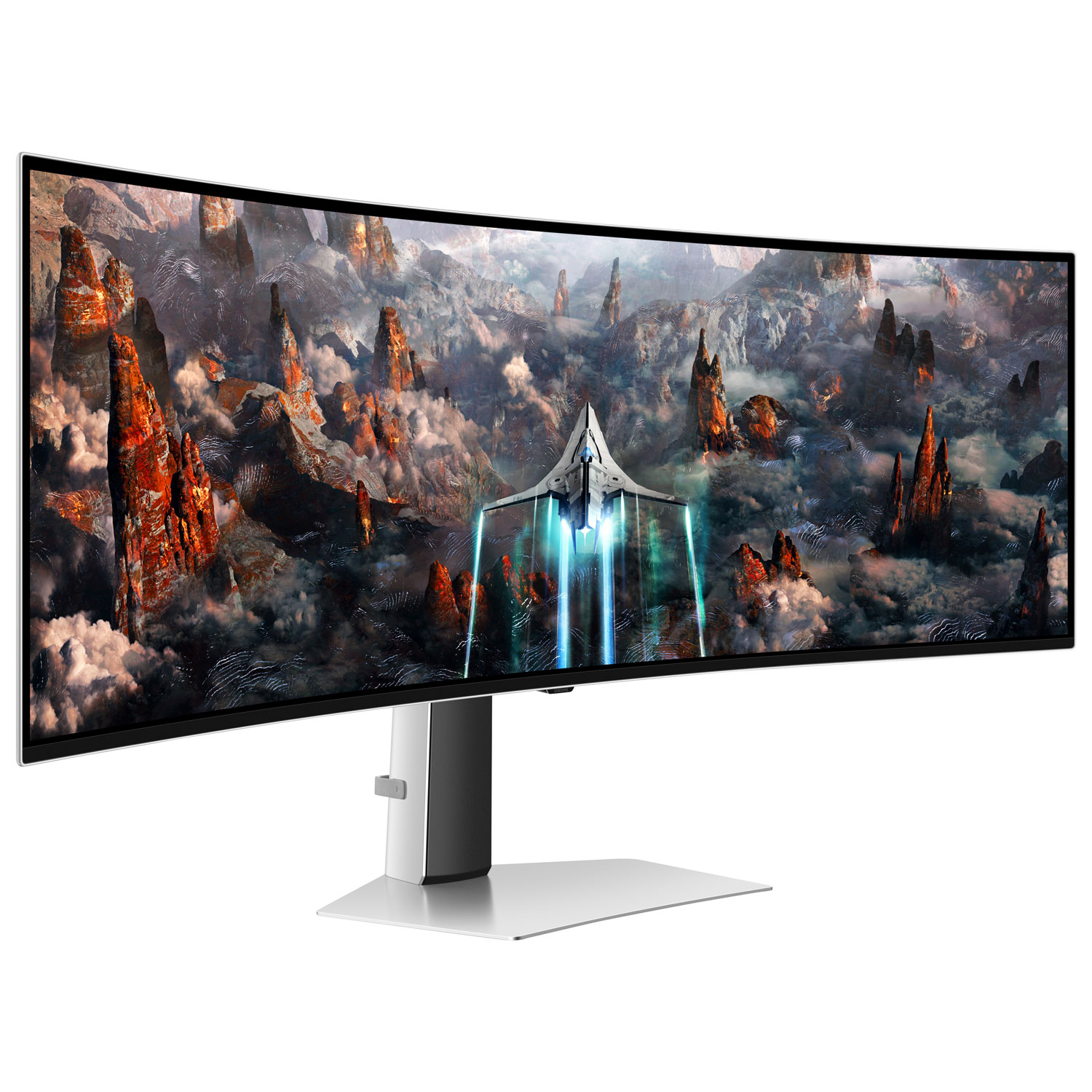 Moniteur de jeu FreeSync G-Sync DELO incurvé QHD 240 Hz 49 po Odyssey OLED G9 de Samsung avec temps de réponse 0,03 ms gris à gris - Argenté