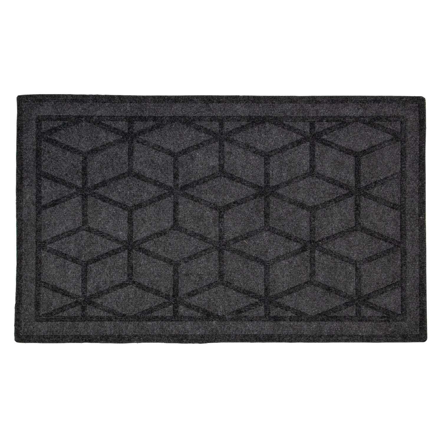 Tapis d'entrée rectangulaire à motif diamant gris, 18 x 30 po